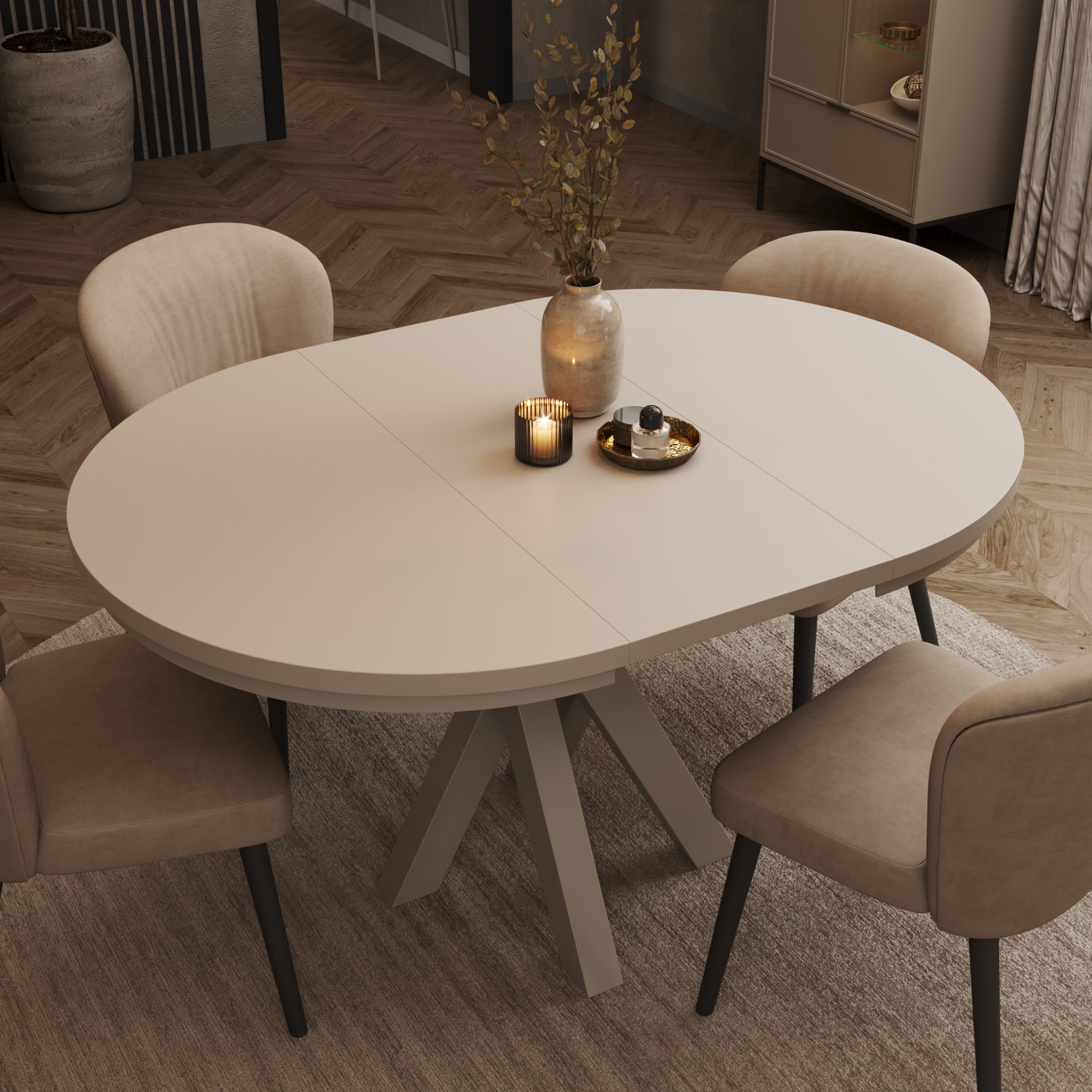 Montera - Eetkamertafel - Uitschuifbaar - Beige - 100-140x100x75 cm