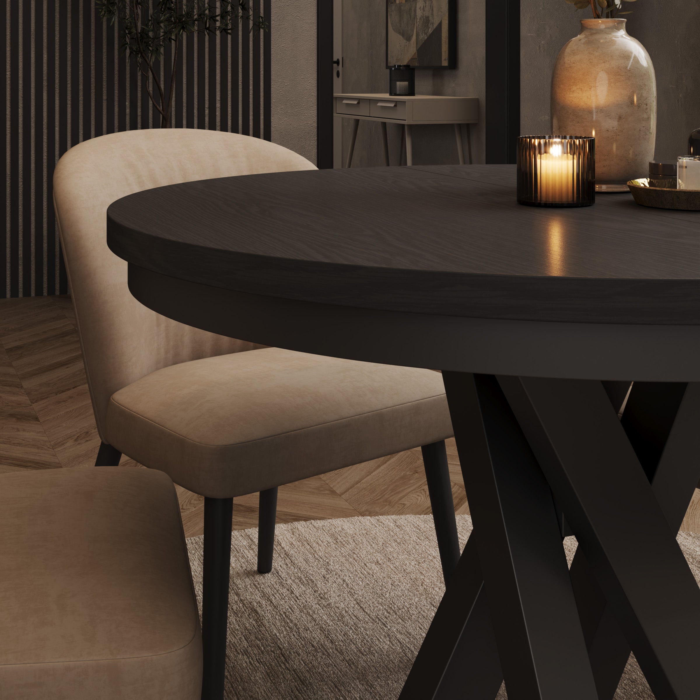 Montera - Eetkamertafel - Uitschuifbaar - Zwart - 100-140x100x75 cm