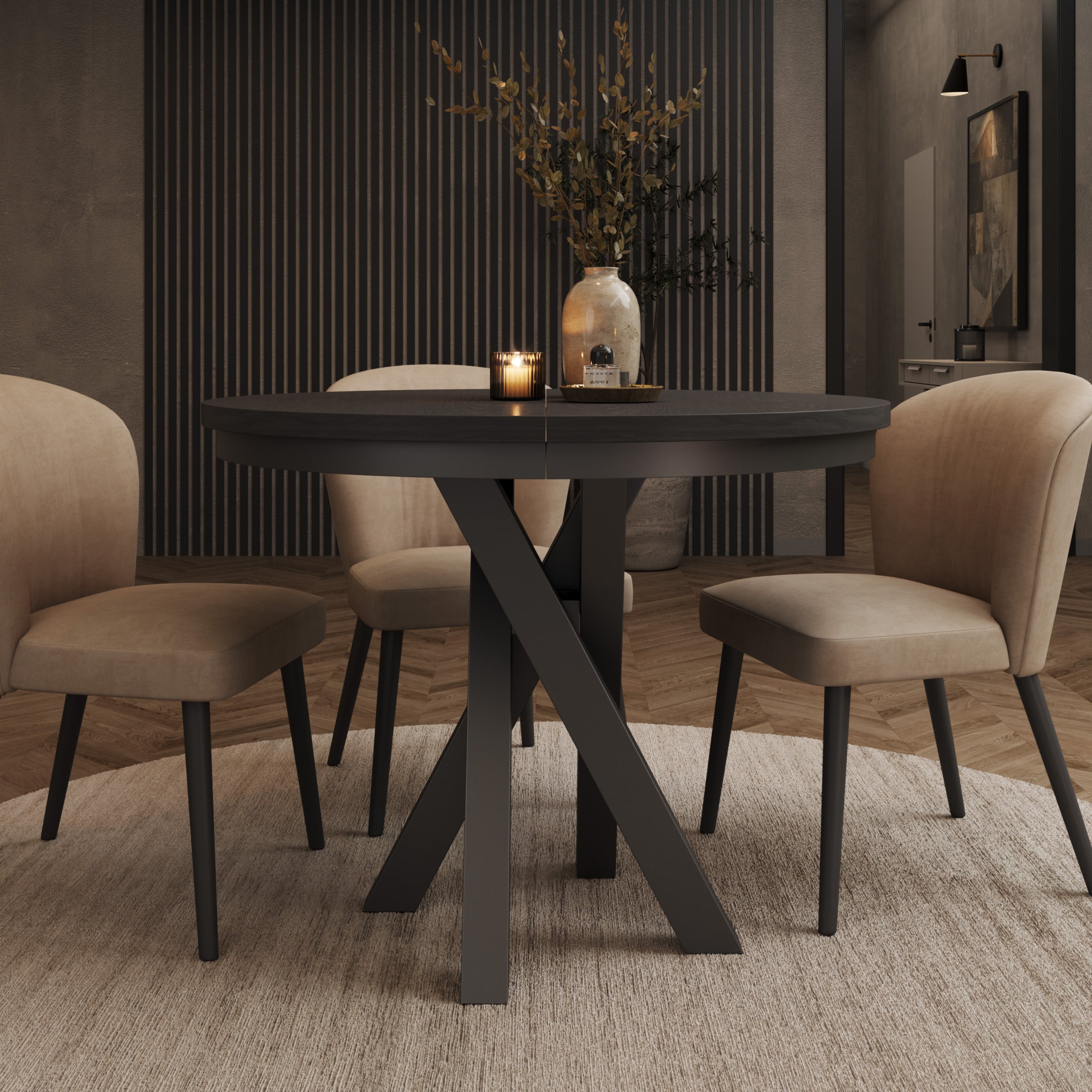 Montera - Eetkamertafel - Uitschuifbaar - Zwart - 100-140x100x75 cm