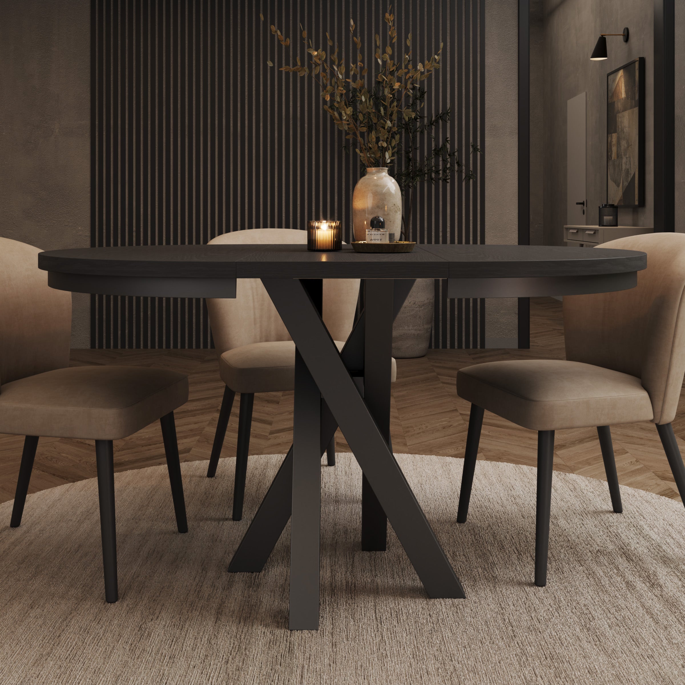 Montera - Eetkamertafel - Uitschuifbaar - Zwart - 100-140x100x75 cm