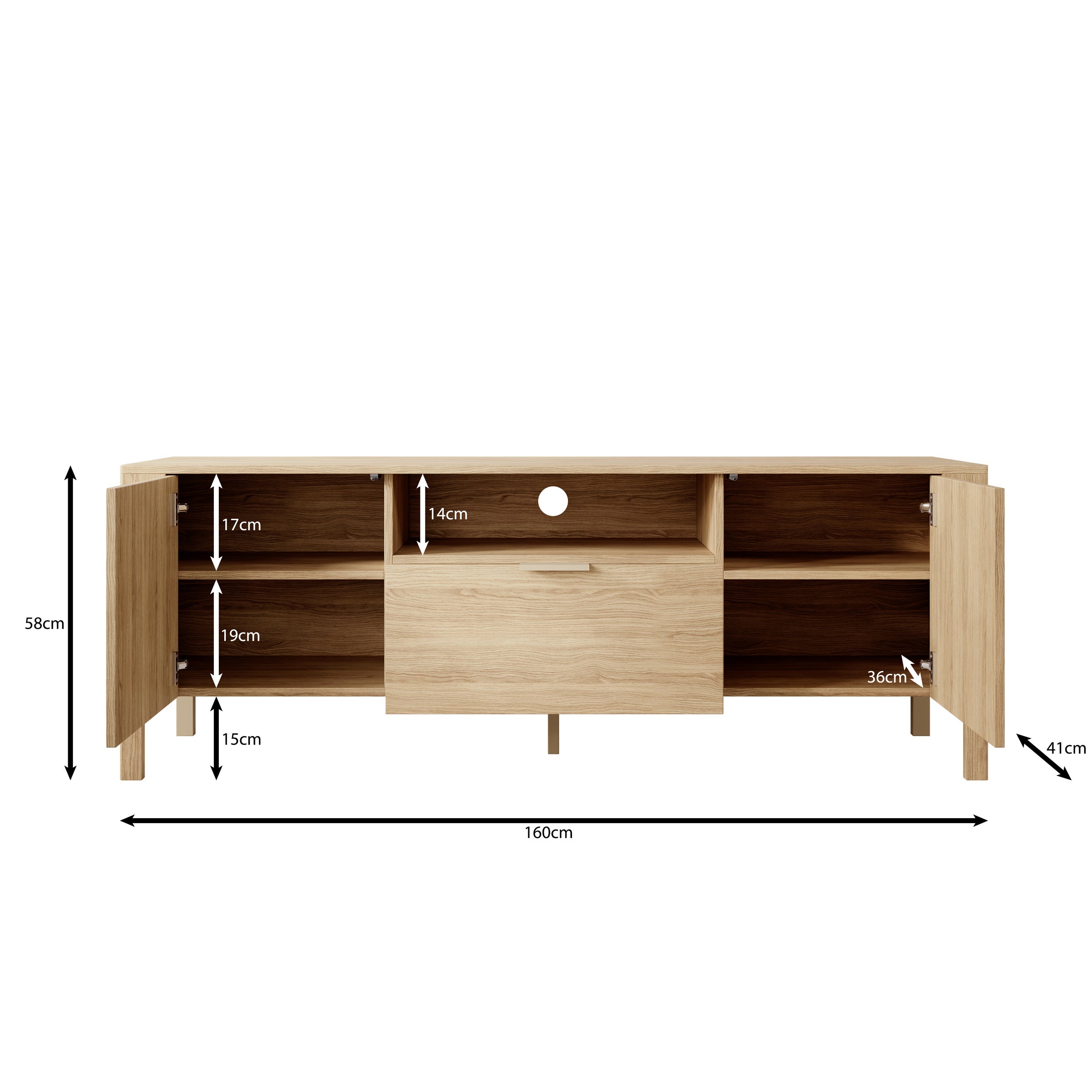 Montera - TV-Meubel - Eikenpatroon - 160x41x58 cm
