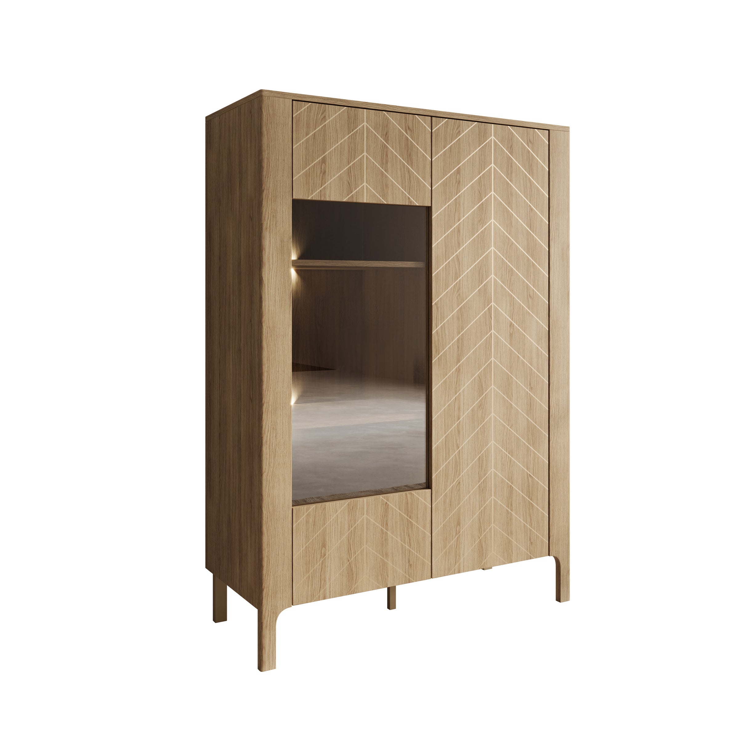 Montera - Vitrinekast met LED - Eikenpatroon - 103x41x146 cm