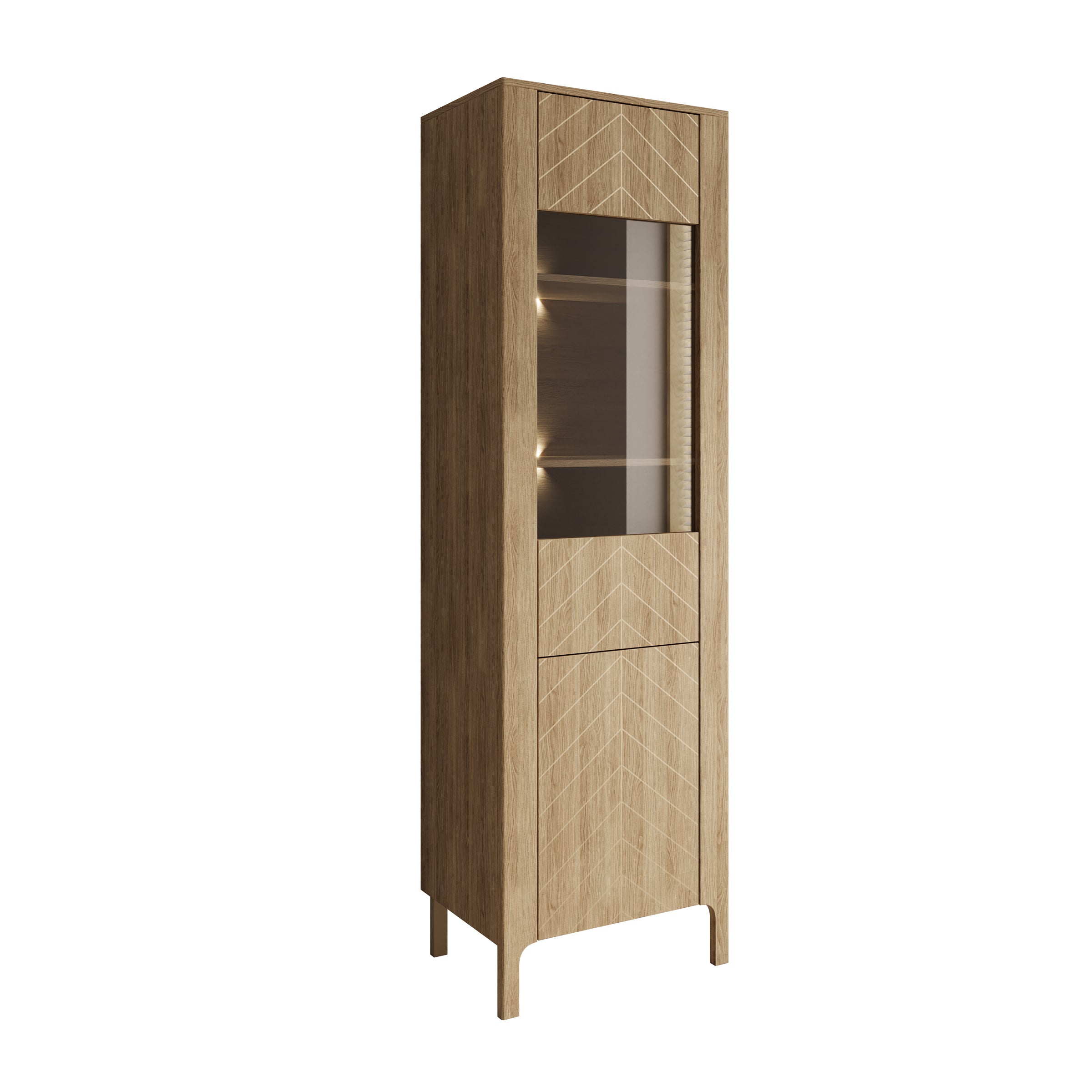 Montera - Vitrinekast met LED - Eikenpatroon - 60x41x198 cm