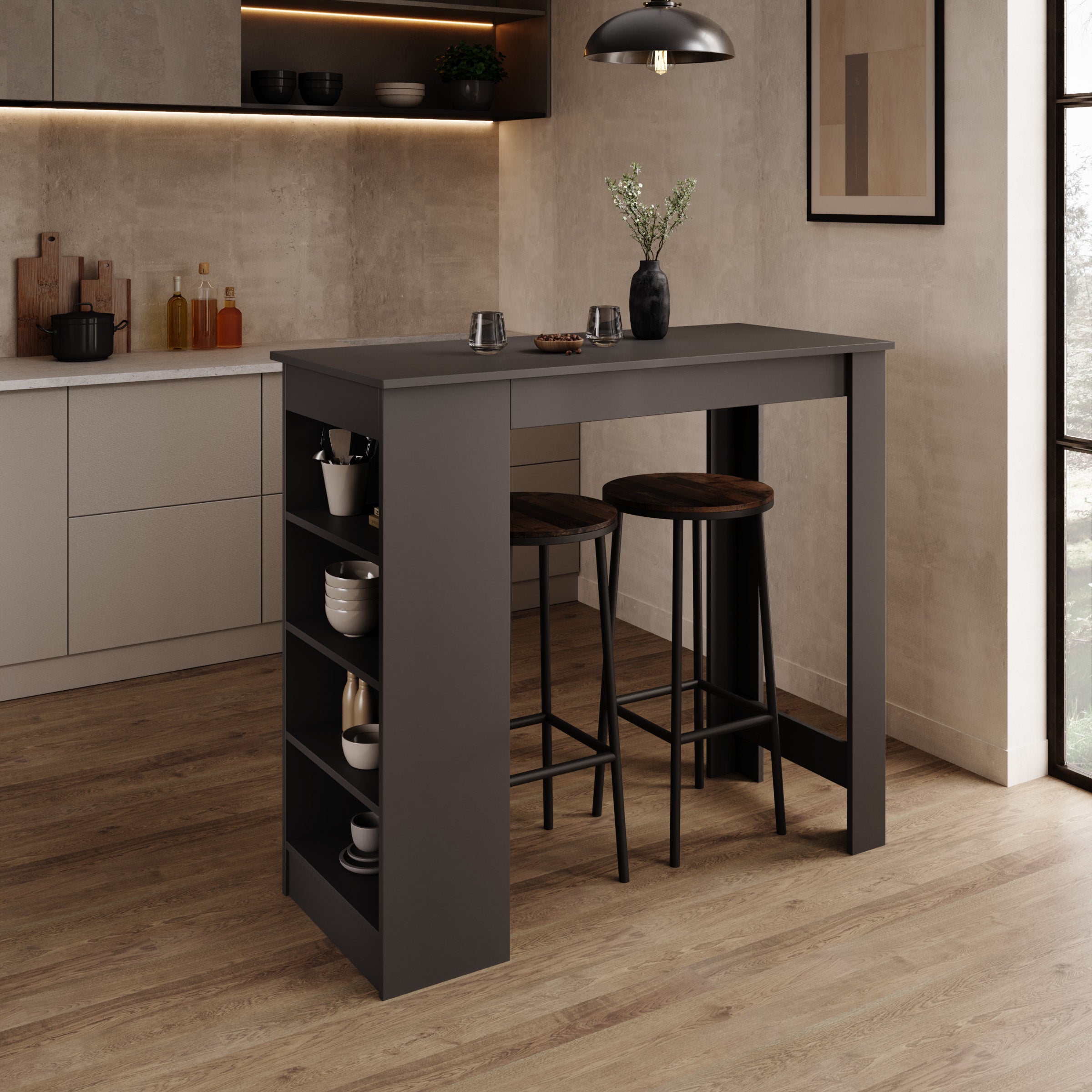 Montrell - Bartafel - Antraciet - 115x50x103 cm