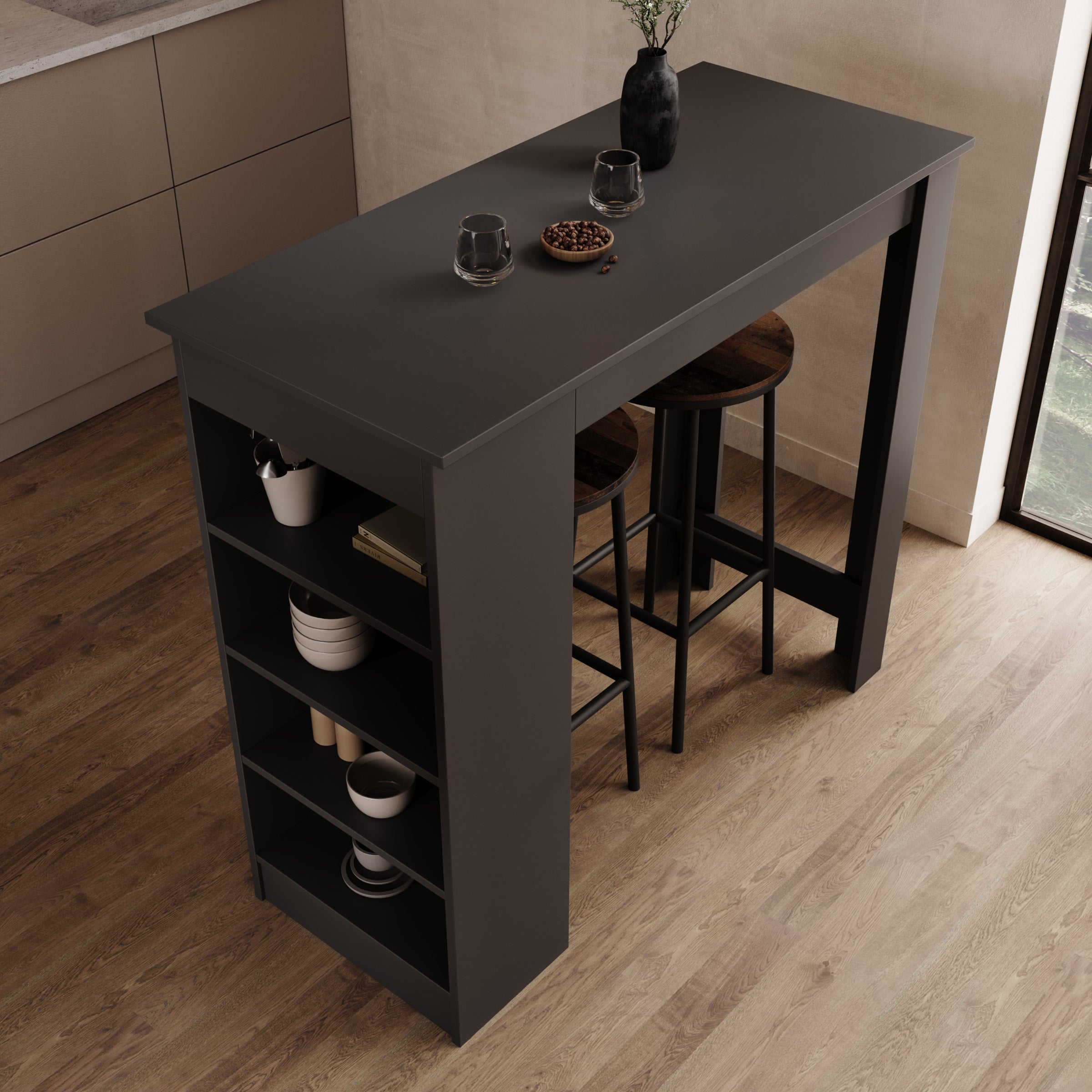 Montrell - Bartafel - Antraciet - 115x50x103 cm