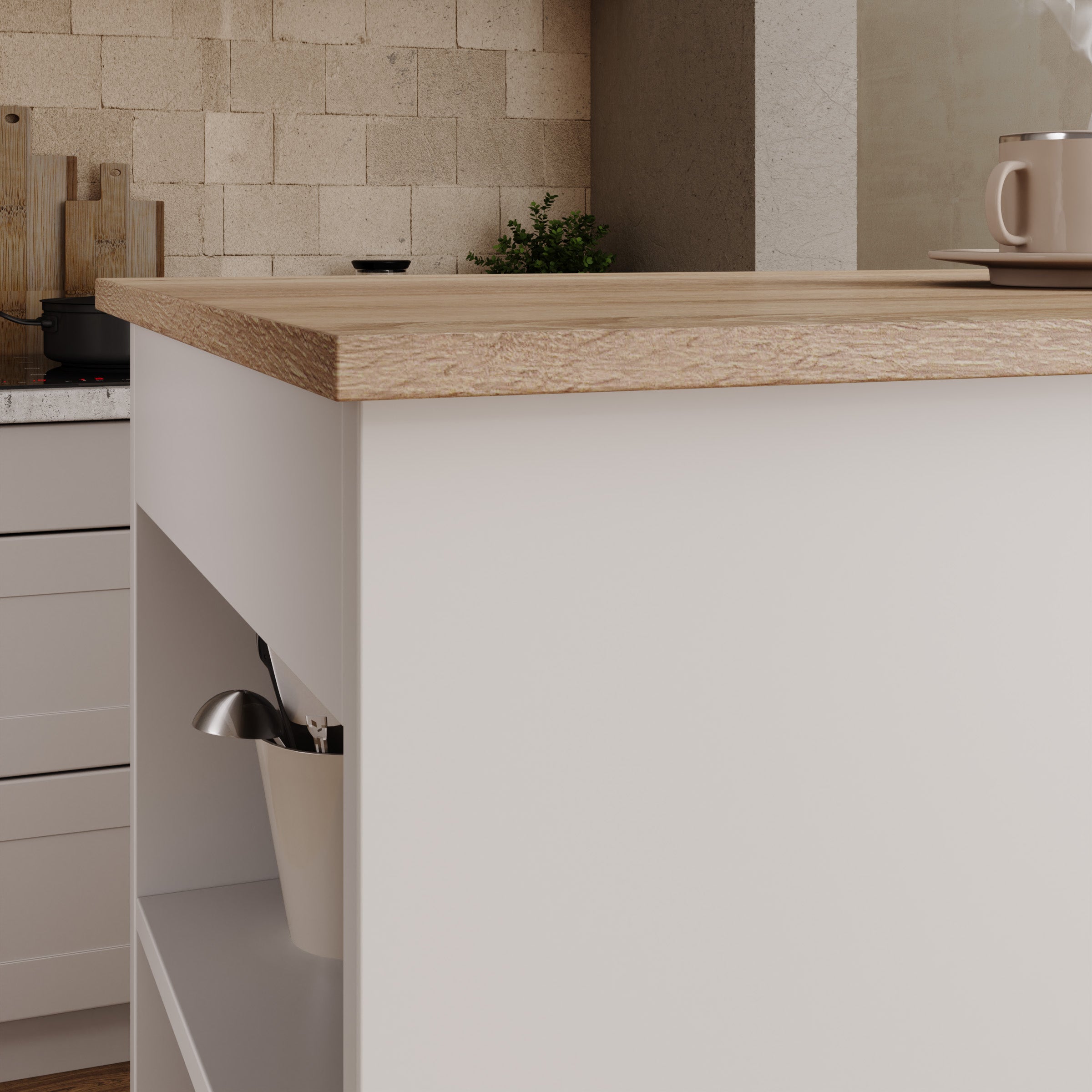 Montrell - Bartafel - Eikenpatroon/Wit - 115x50x103 cm