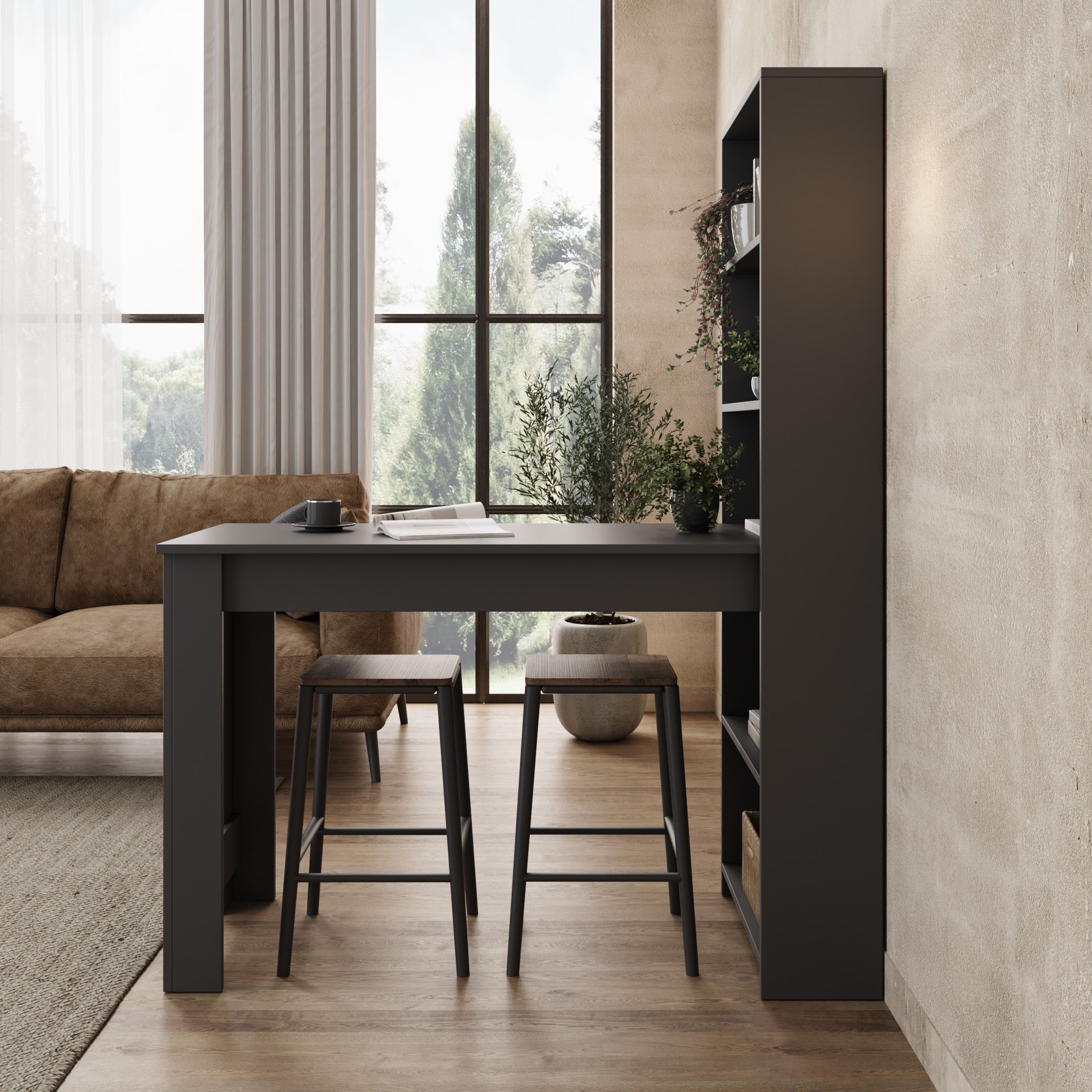 Montrell - Eetkamertafel - Antraciet - 120x54x154 cm