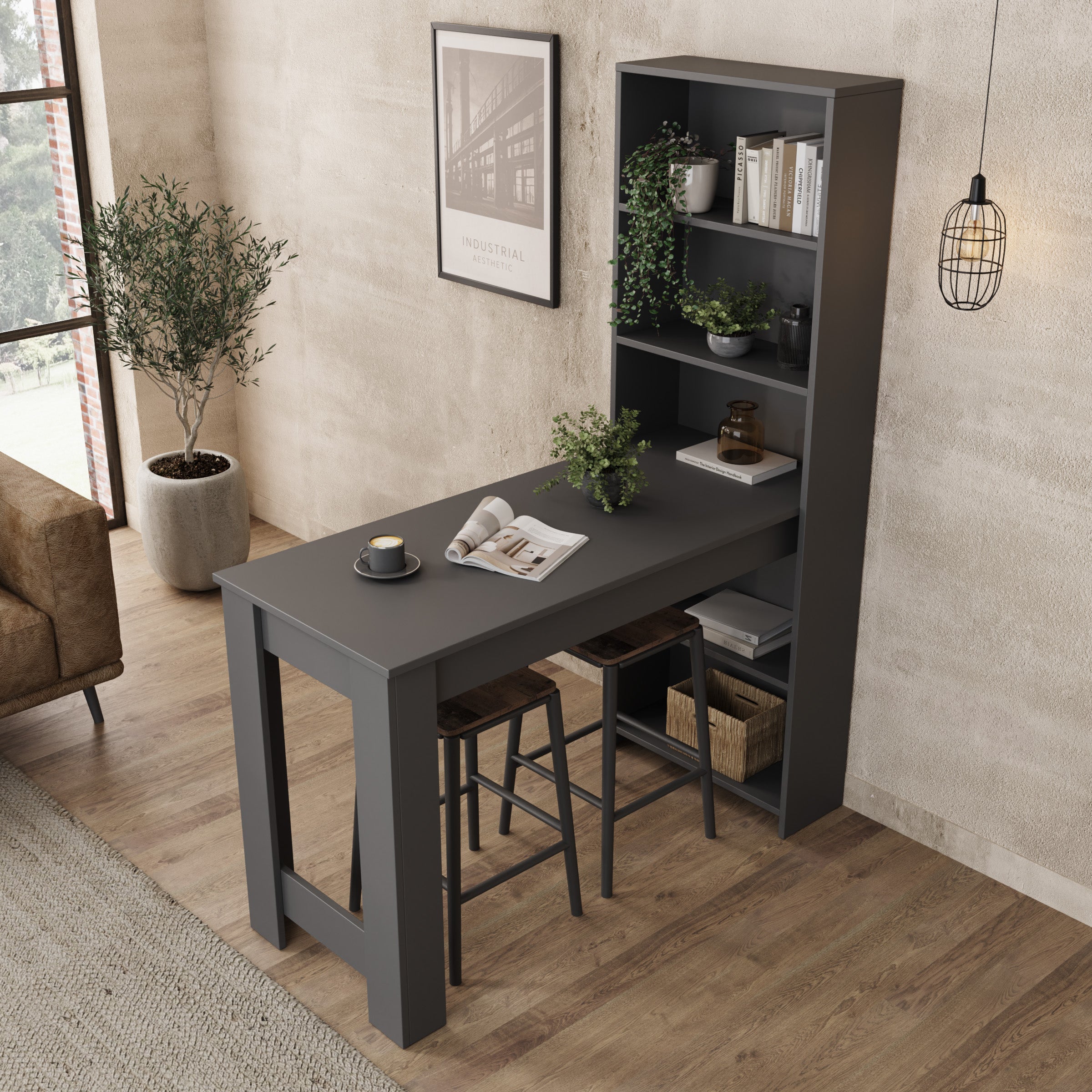 Montrell - Eetkamertafel - Antraciet - 120x54x154 cm