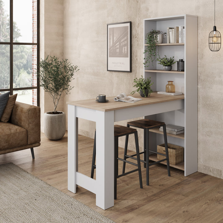 Montrell - Eetkamertafel - Eikenpatroon/Wit - 120x54x154 cm