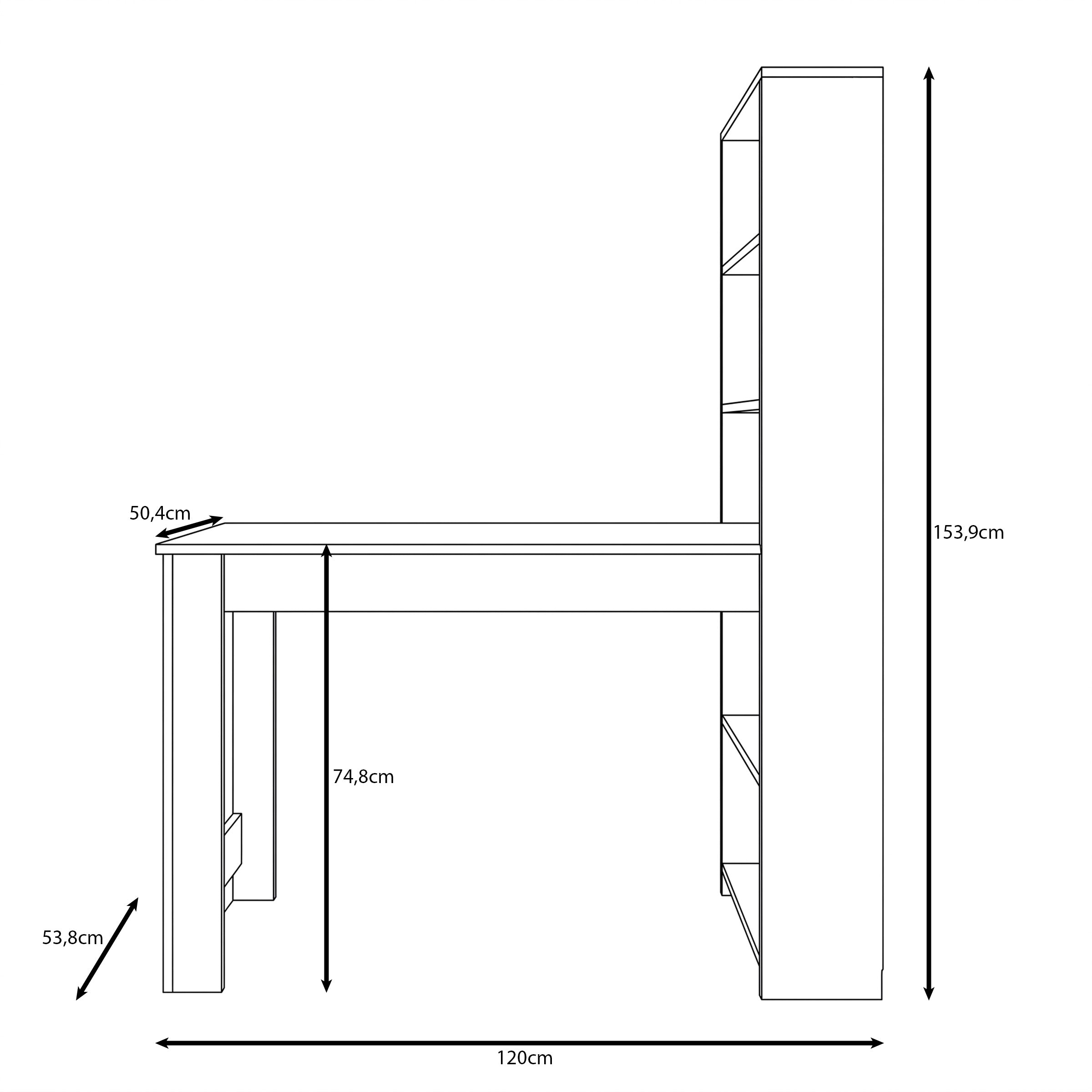 Montrell - Eetkamertafel - Eikenpatroon/Wit - 120x54x154 cm