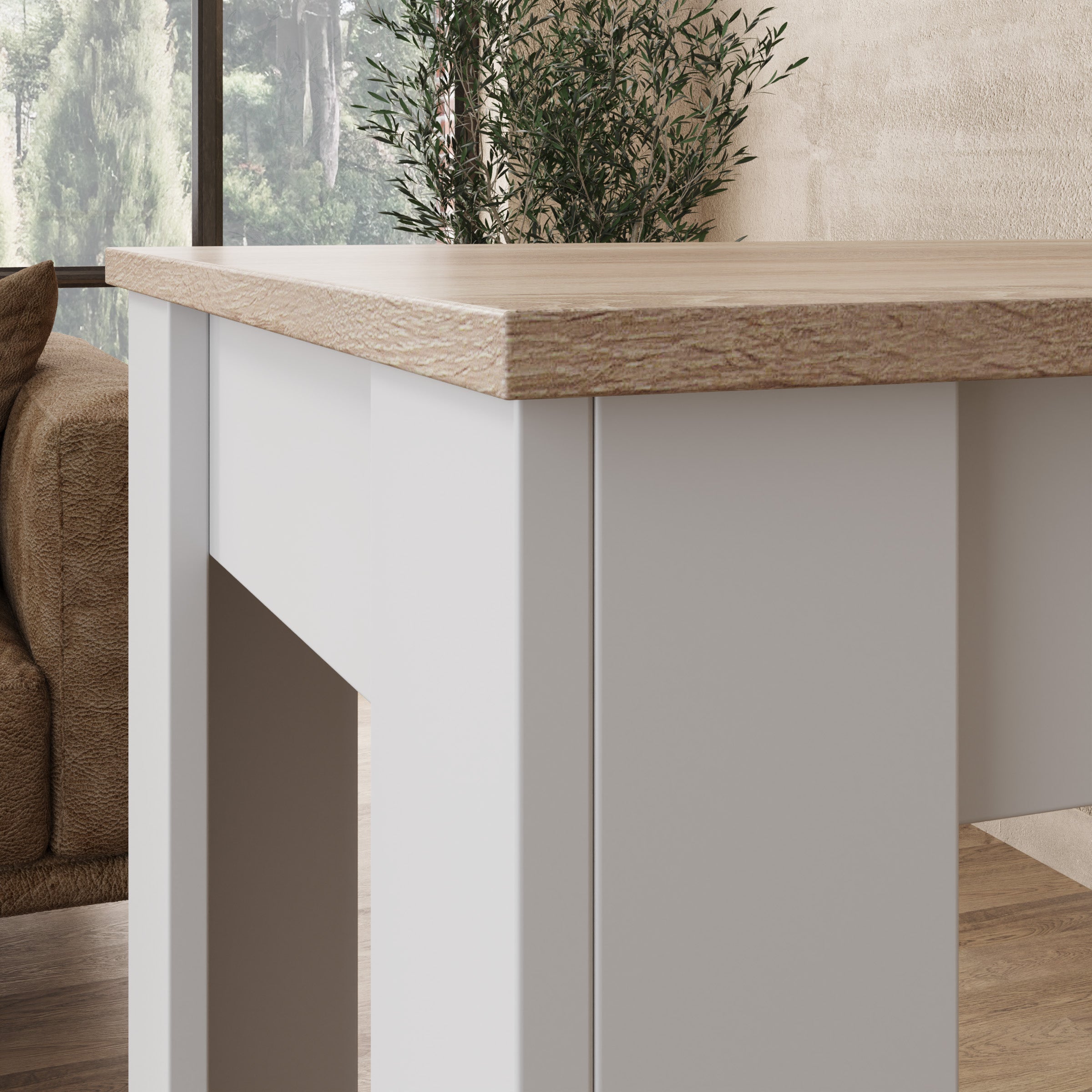 Montrell - Eetkamertafel - Eikenpatroon/Wit - 120x54x154 cm