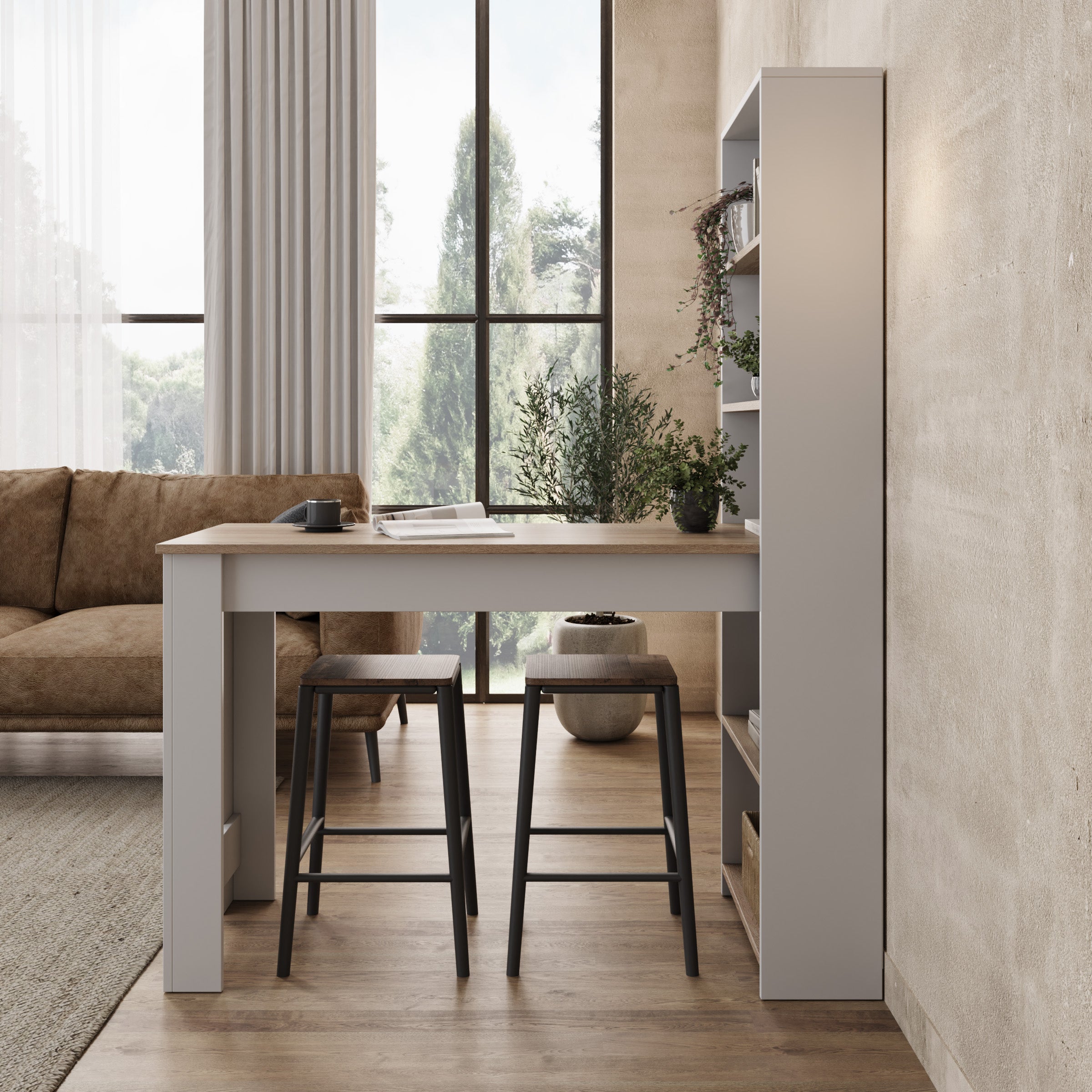 Montrell - Eetkamertafel - Eikenpatroon/Wit - 120x54x154 cm