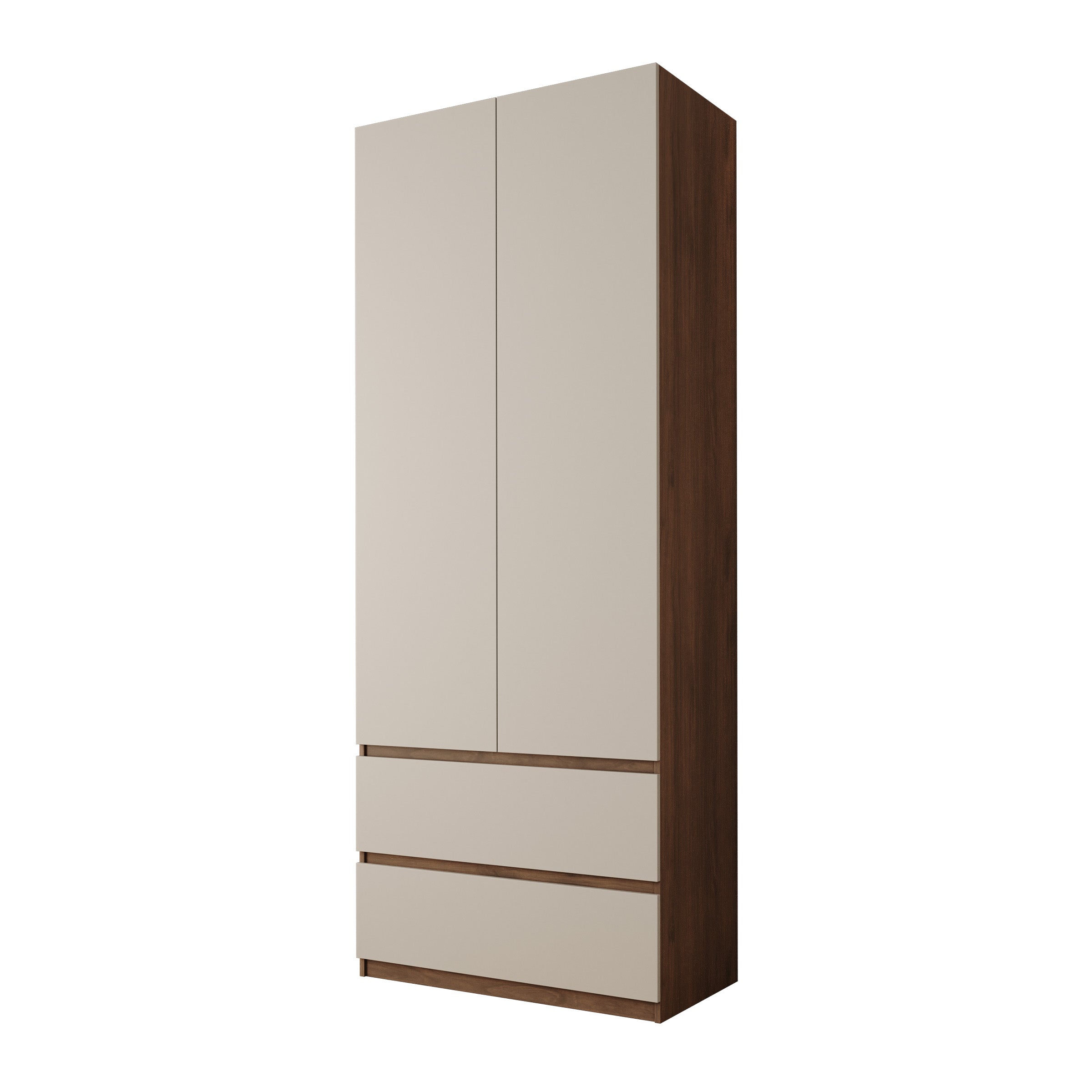 Montreux - Kledingkast 2-deurs - Beige/Walnootpatroon - 90x50x231 cm