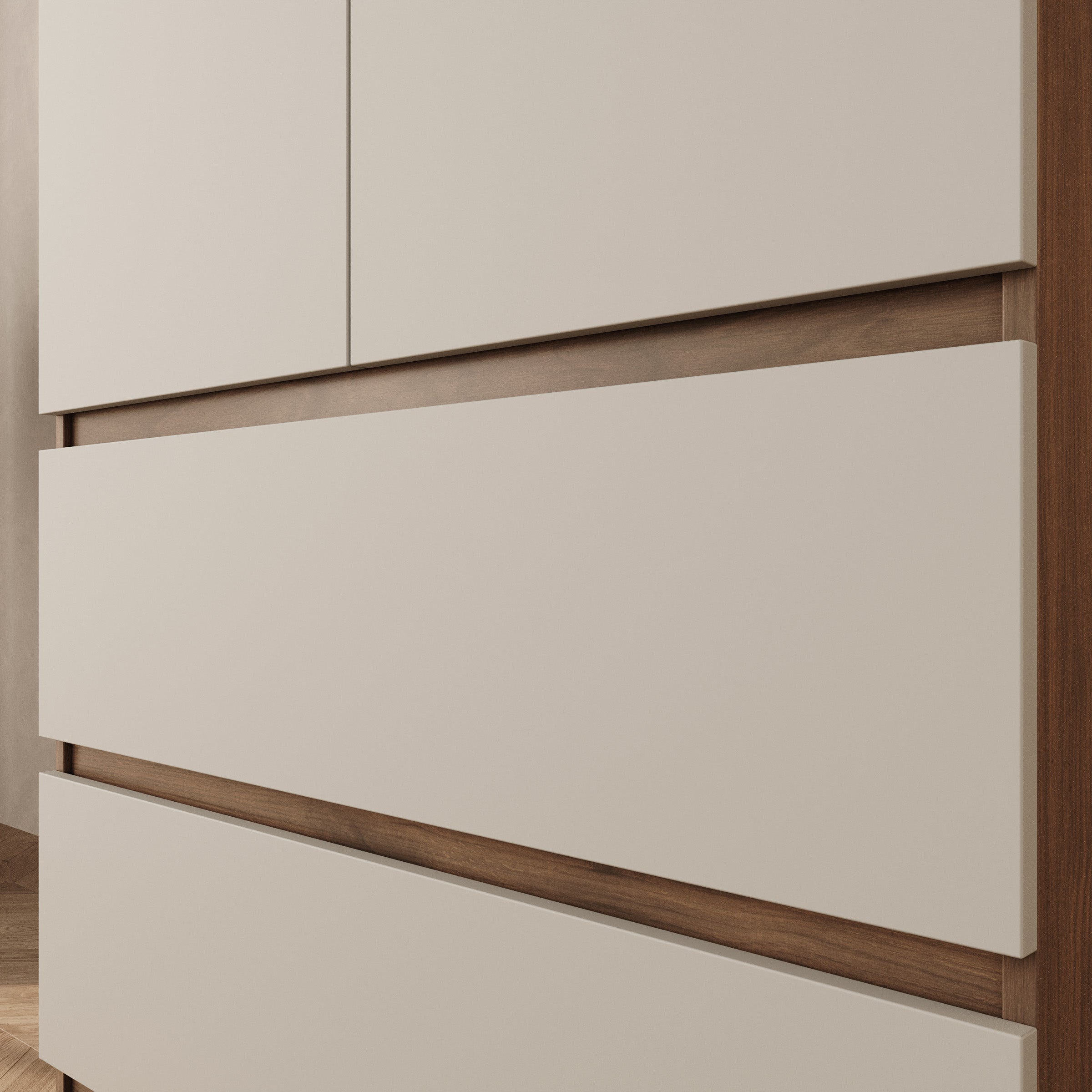 Montreux - Kledingkast 2-deurs - Beige/Walnootpatroon - 90x50x231 cm