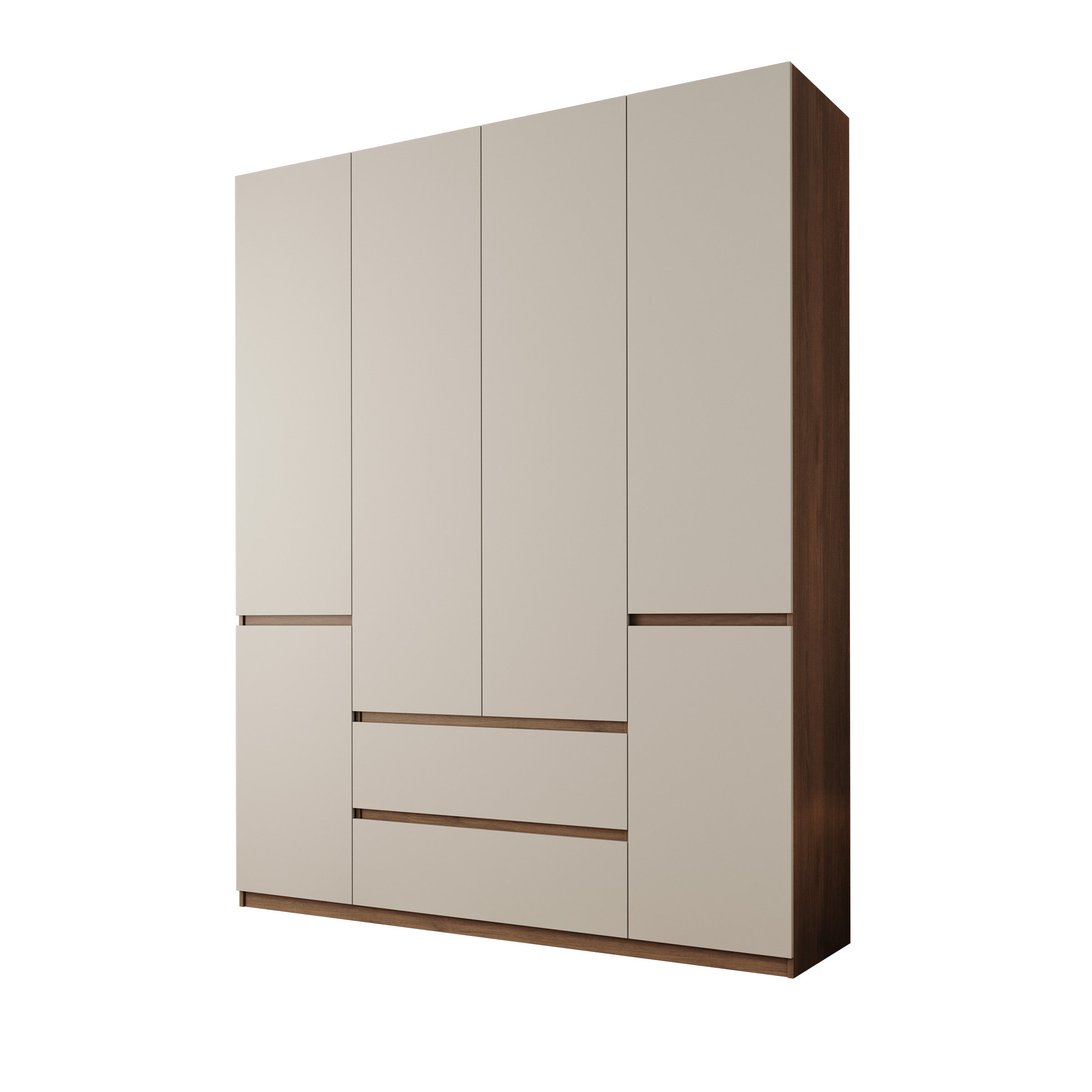 Montreux - Kledingkast 6-deurs - Beige/Walnootpatroon - 180x50x231 cm