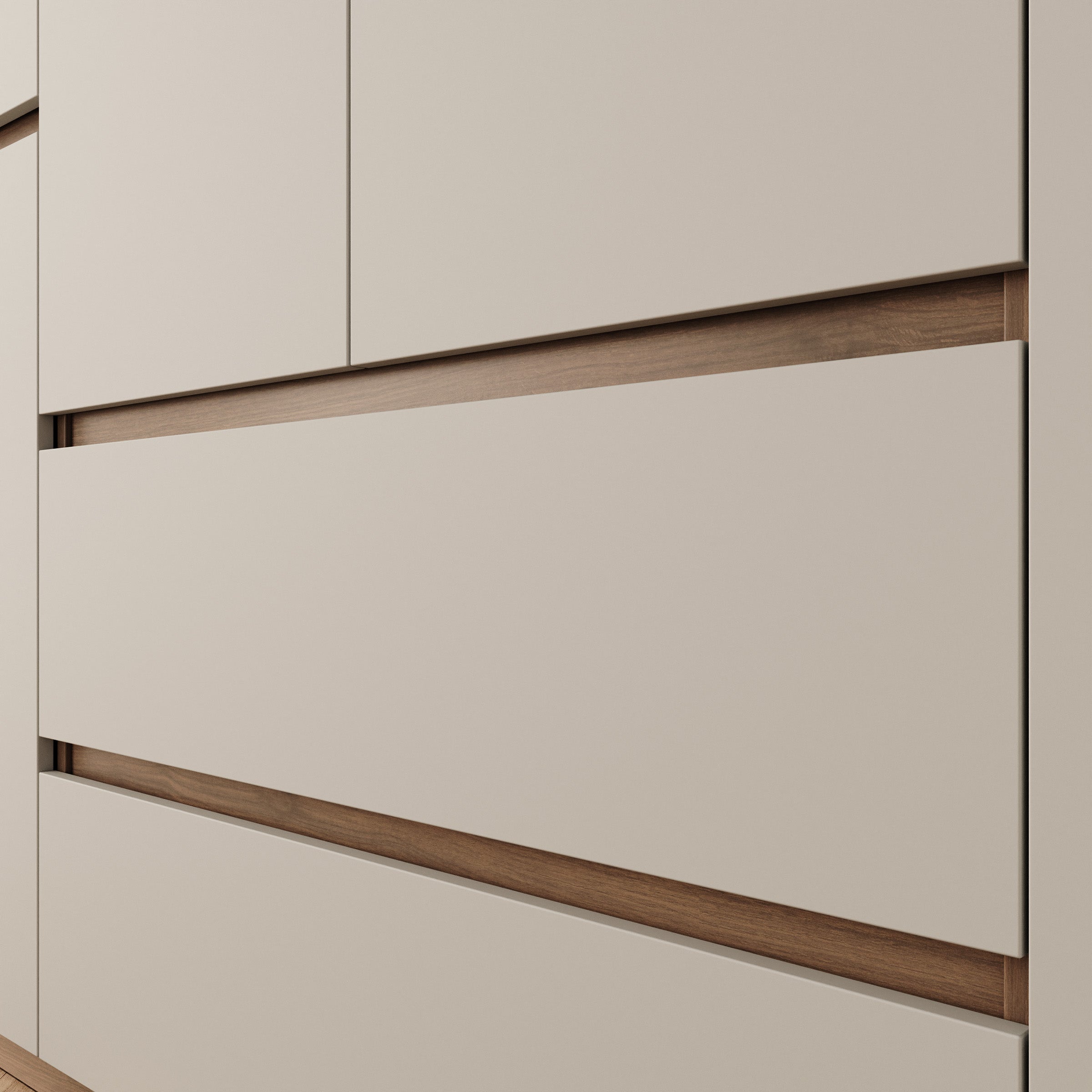 Montreux - Kledingkast 6-deurs - Beige/Walnootpatroon - 180x50x231 cm