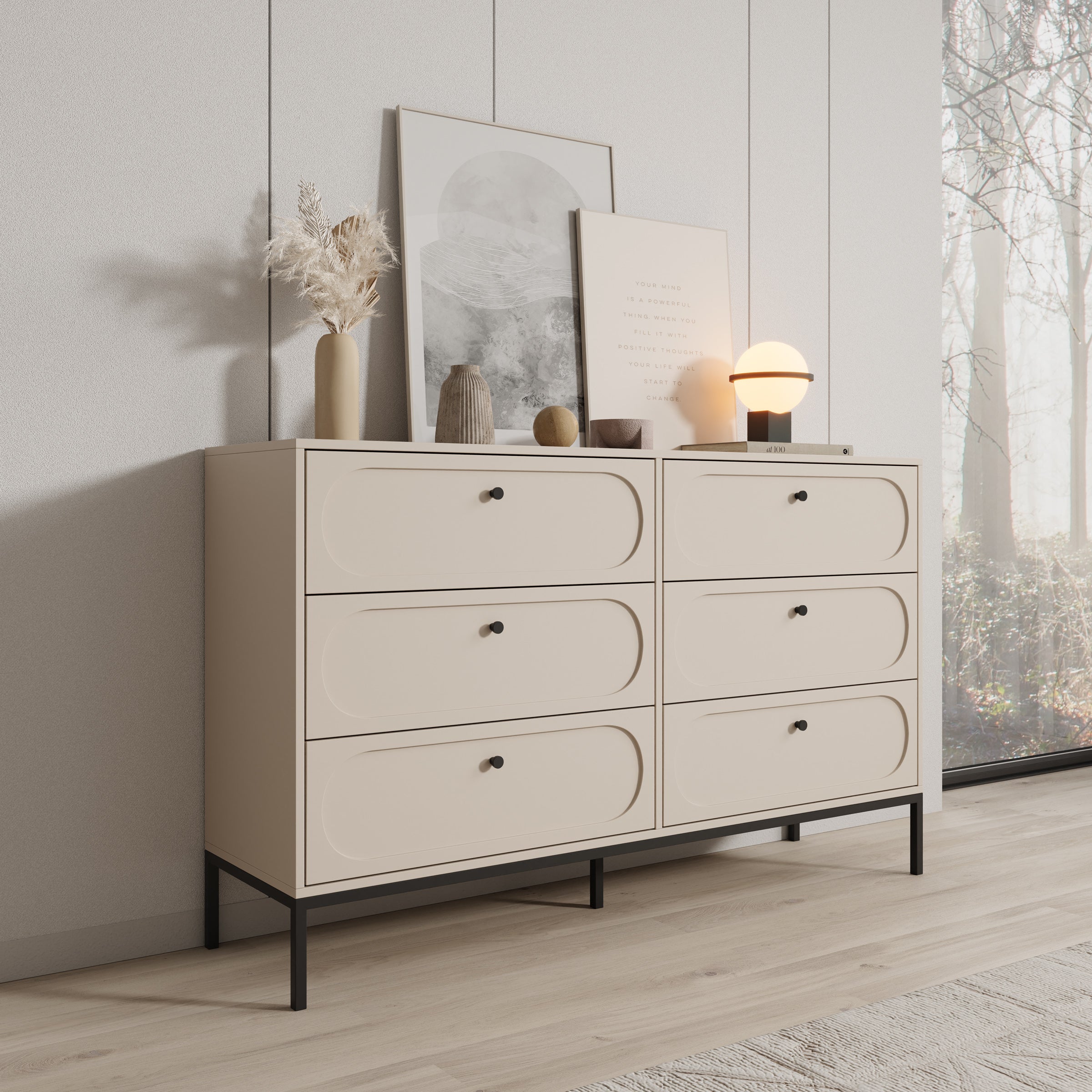 Montserrat - Ladekast 6 lades - Beige - 150x40x92 cm