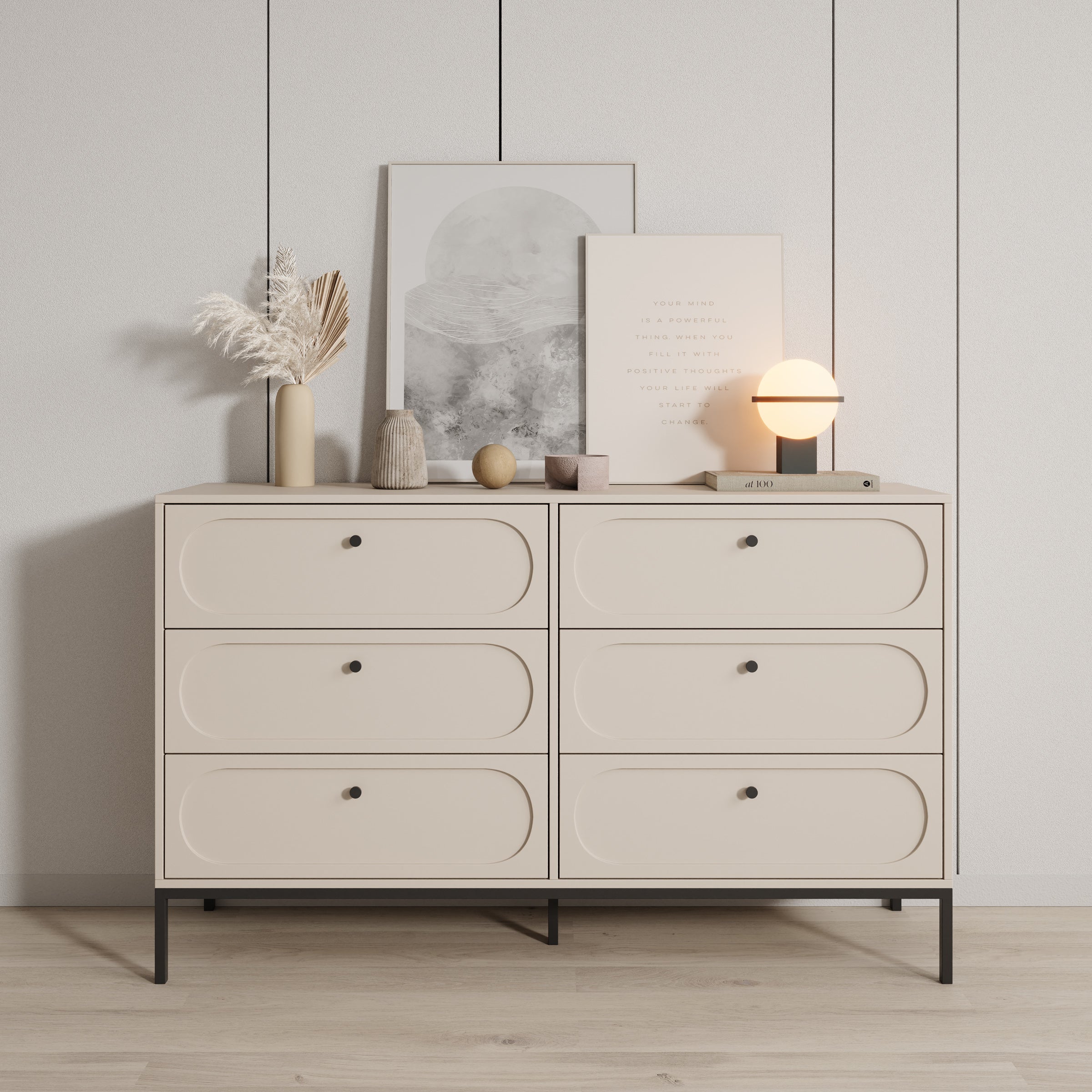 Montserrat - Ladekast 6 lades - Beige - 150x40x92 cm