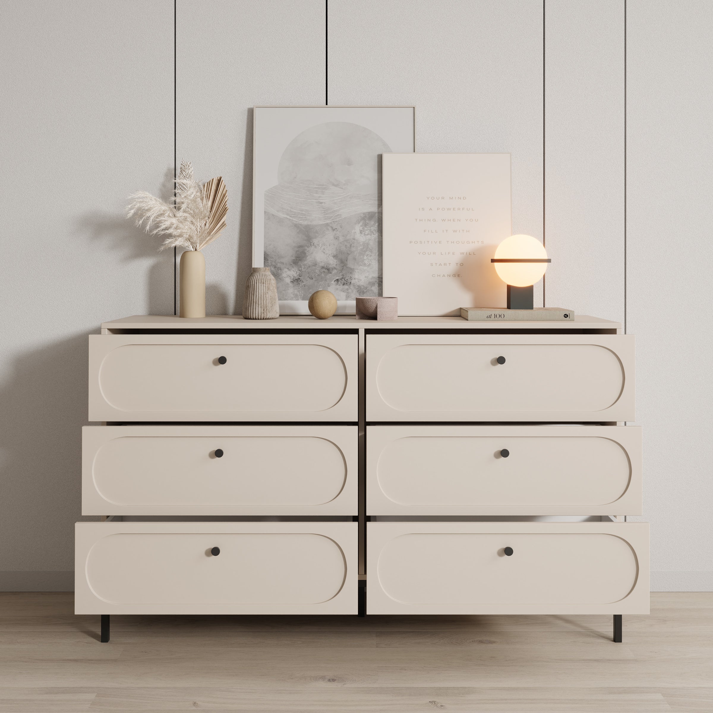 Montserrat - Ladekast 6 lades - Beige - 150x40x92 cm