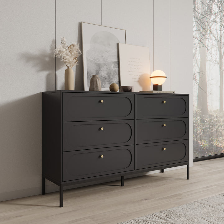 Montserrat - Ladekast 6 lades - Zwart - 150x40x92 cm