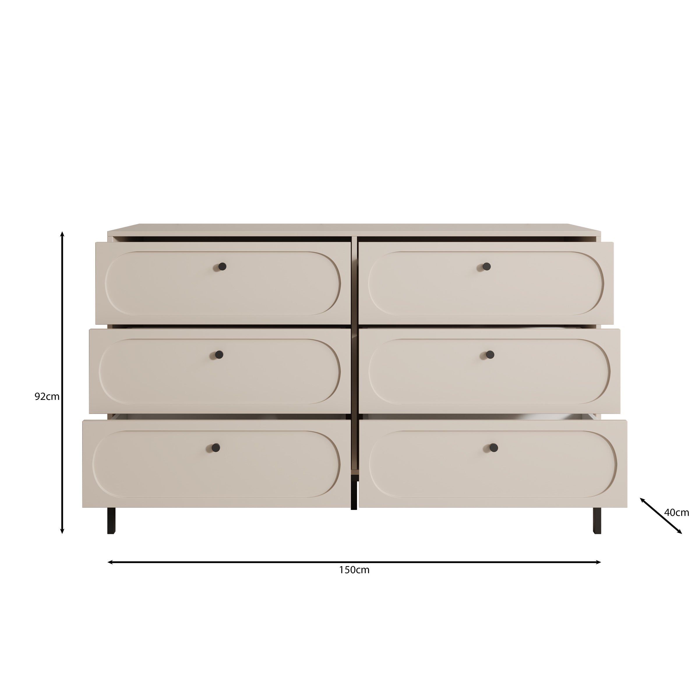 Montserrat - Ladekast 6 lades - Zwart - 150x40x92 cm