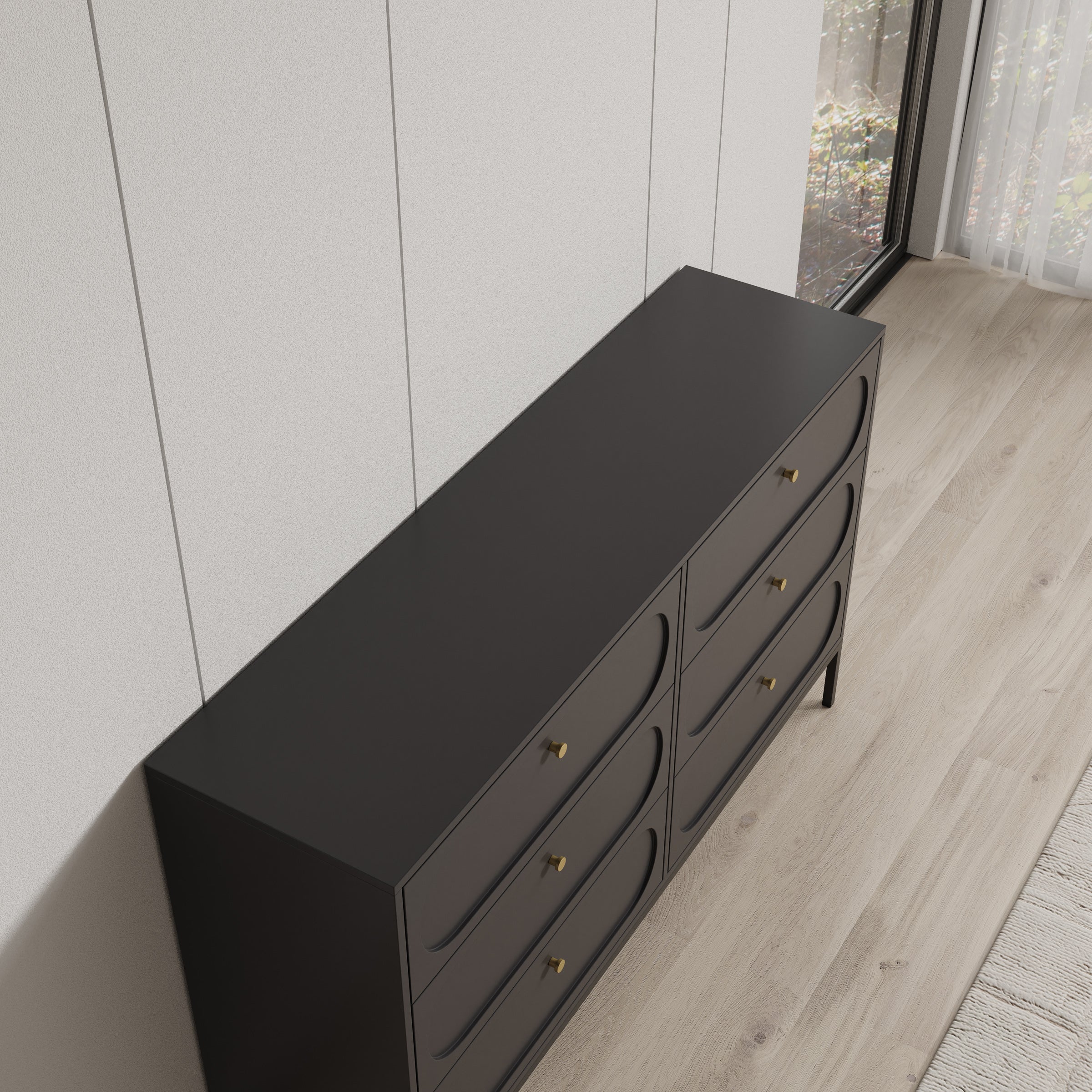 Montserrat - Ladekast 6 lades - Zwart - 150x40x92 cm