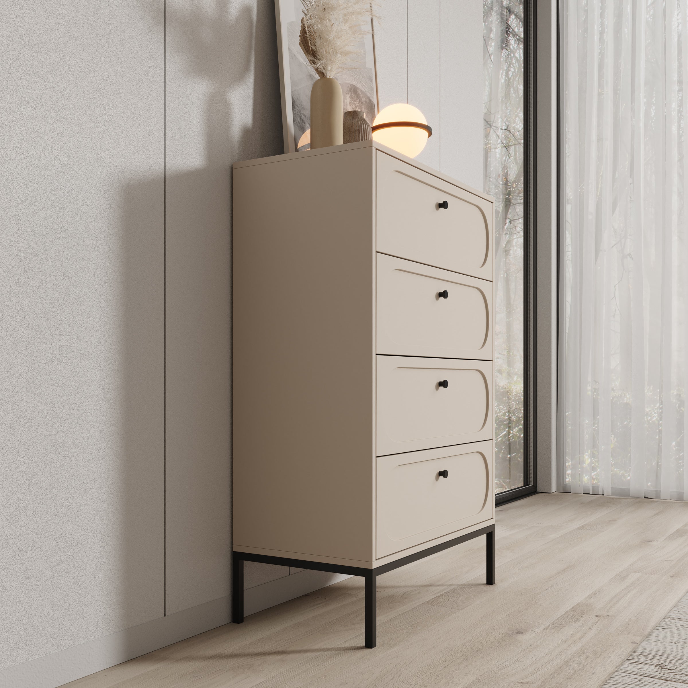 Montserrat - Ladekast met 4 lades - Beige - 80x40x115 cm