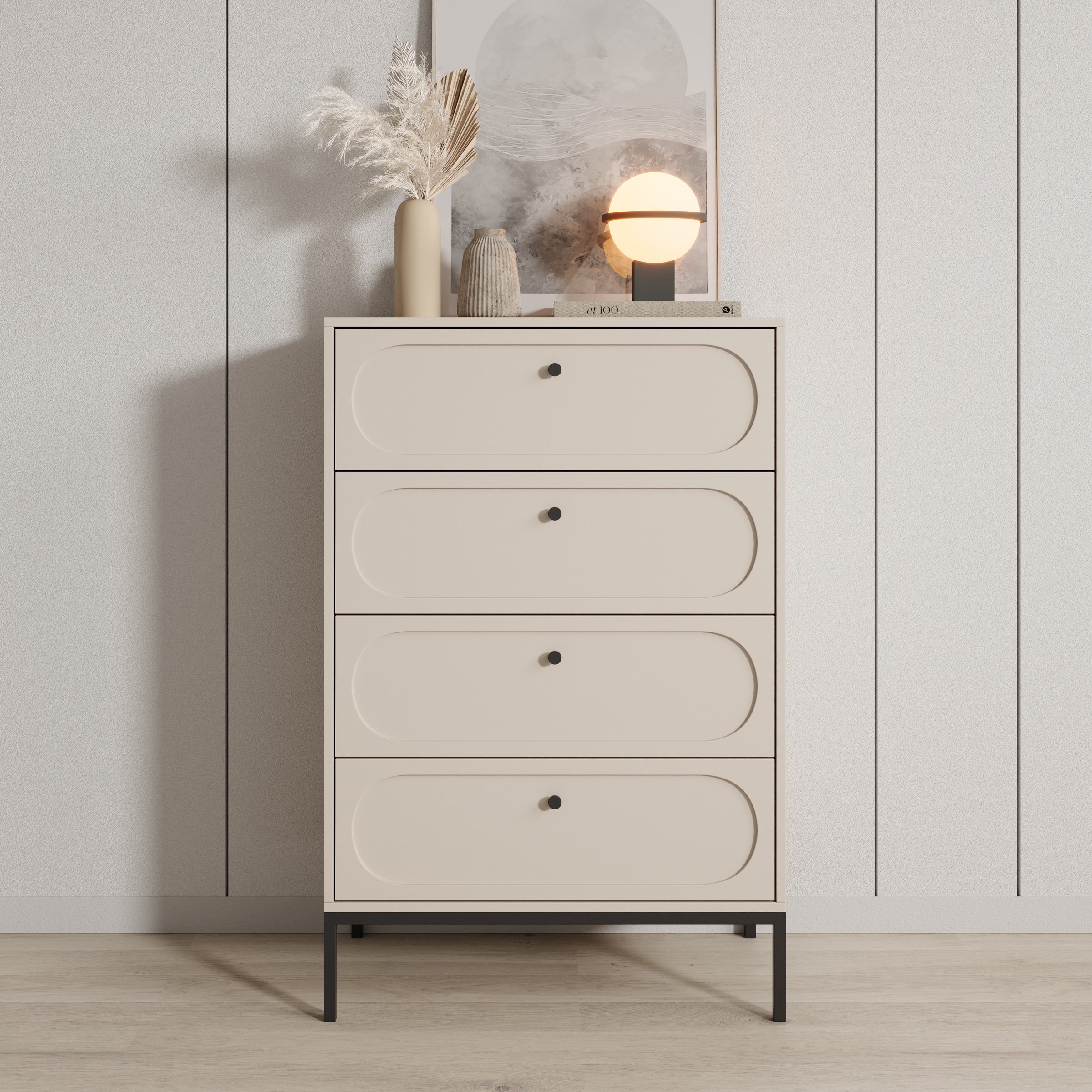 Montserrat - Ladekast met 4 lades - Beige - 80x40x115 cm