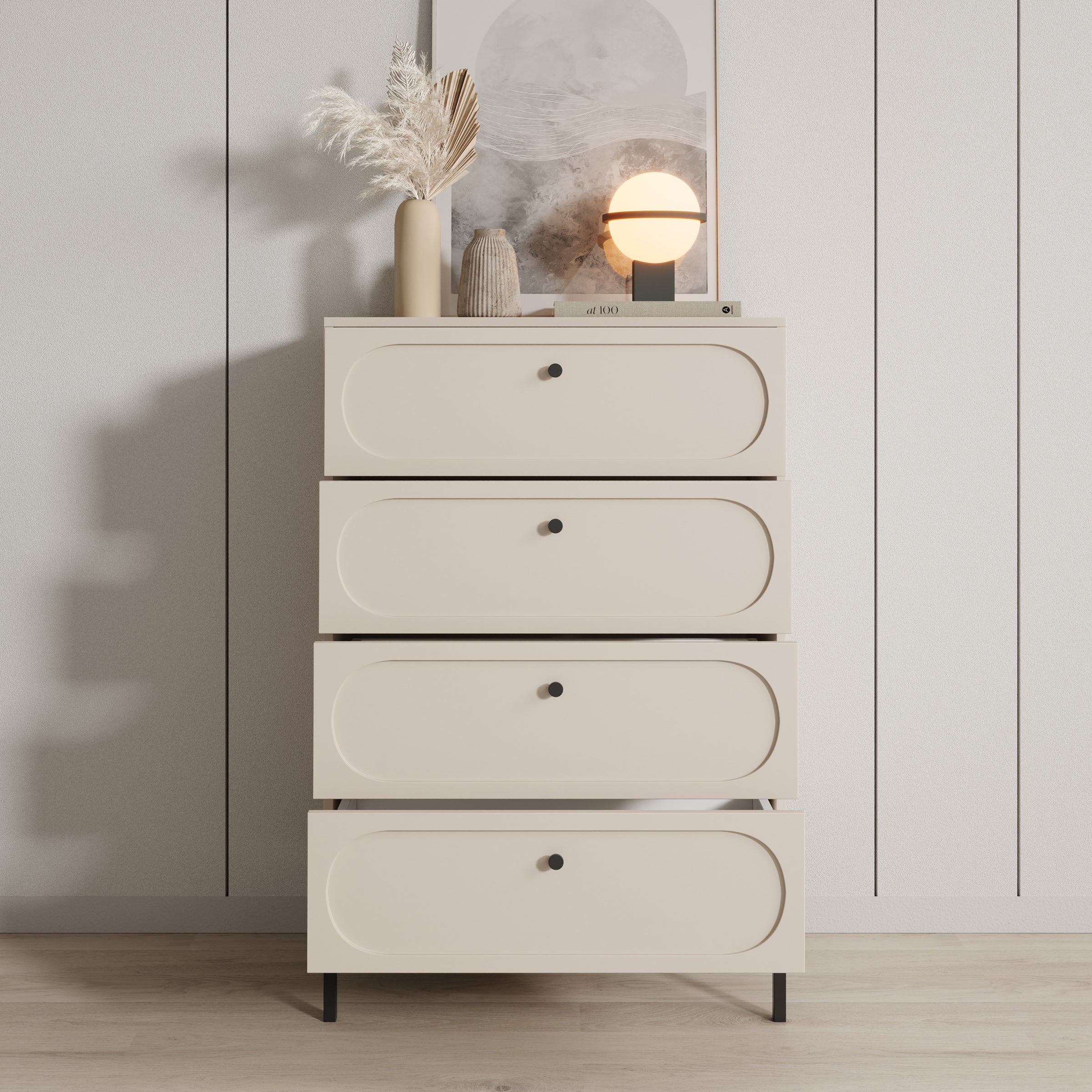 Montserrat - Ladekast met 4 lades - Beige - 80x40x115 cm