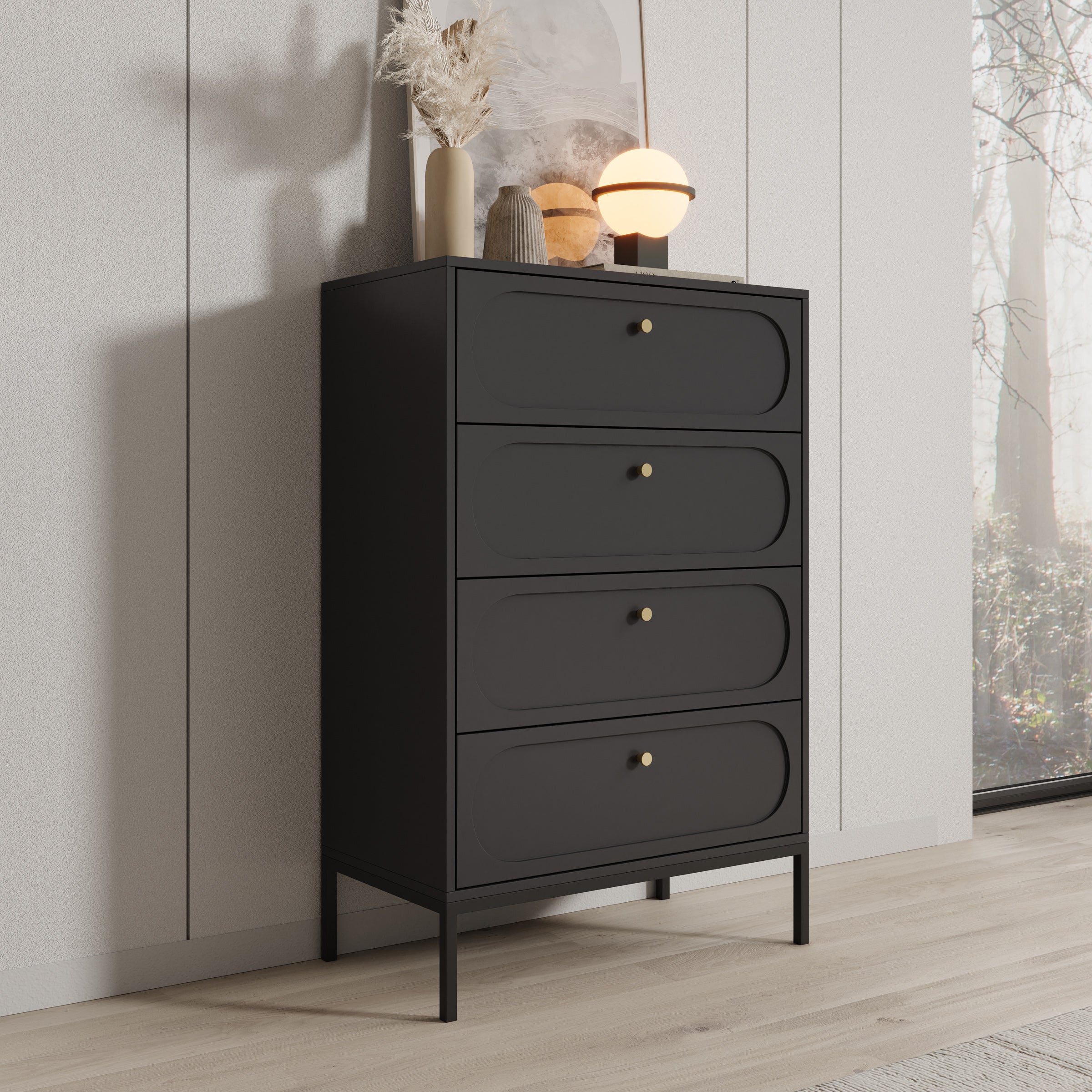 VASAGLE Kommode mit 4 Schubladen, Komodenschrank, Schubladenschrank, Wäschekommode, für Schlafzimmer, 40 x 60 x 97,4 cm, Modern Kailyn Kollektion, schneeweiß LTS614WE02 VASAGLE Kommode mit 4 Schubladen, Komodenschrank, Schubladenschrank, Wäschekommode, für Schlafzimmer, 40 x 60 x 97,4 cm, Modern Kailyn Kollektion, schneeweiß LTS614WE02