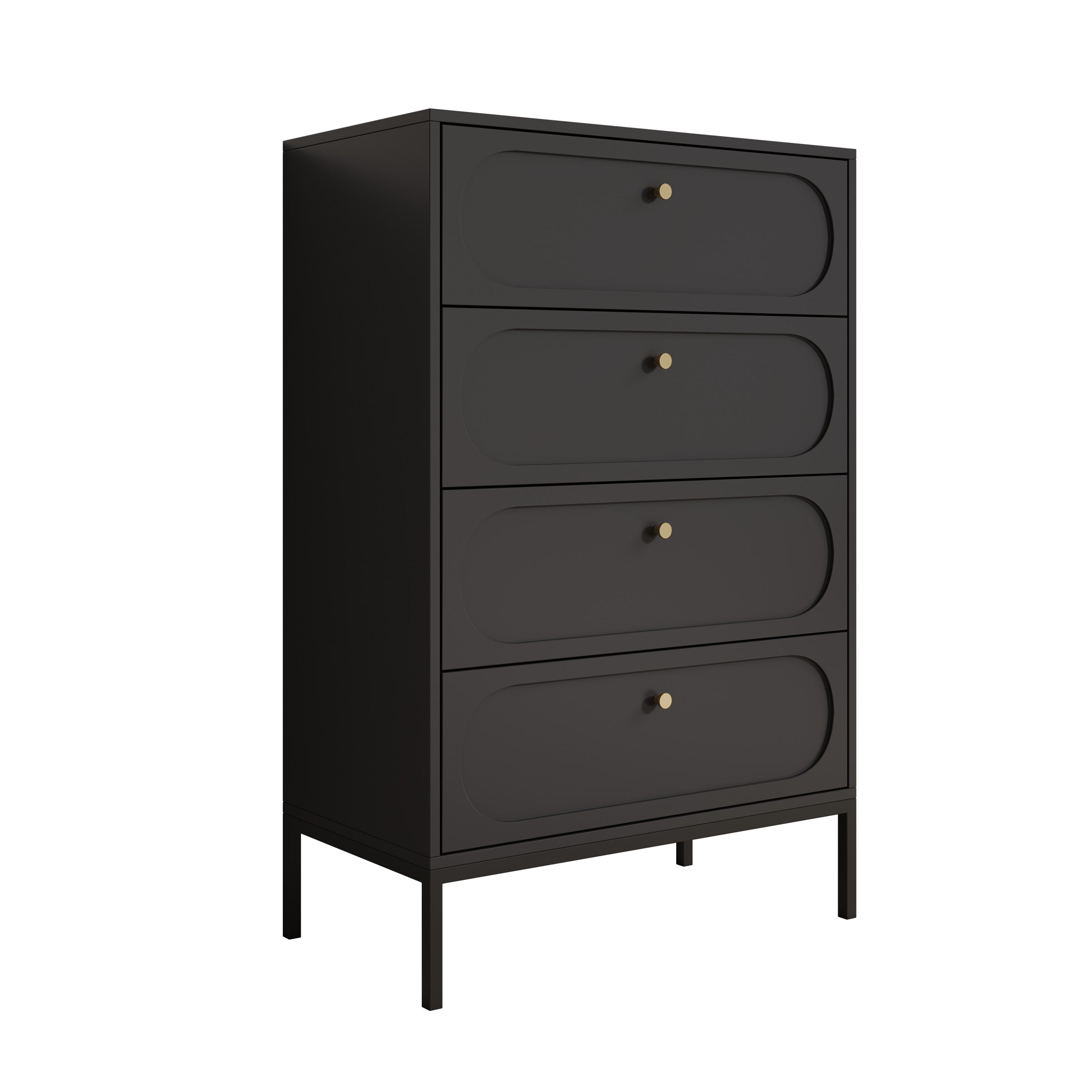 Montserrat - Ladekast met 4 lades - Zwart - 80x40x115 cm