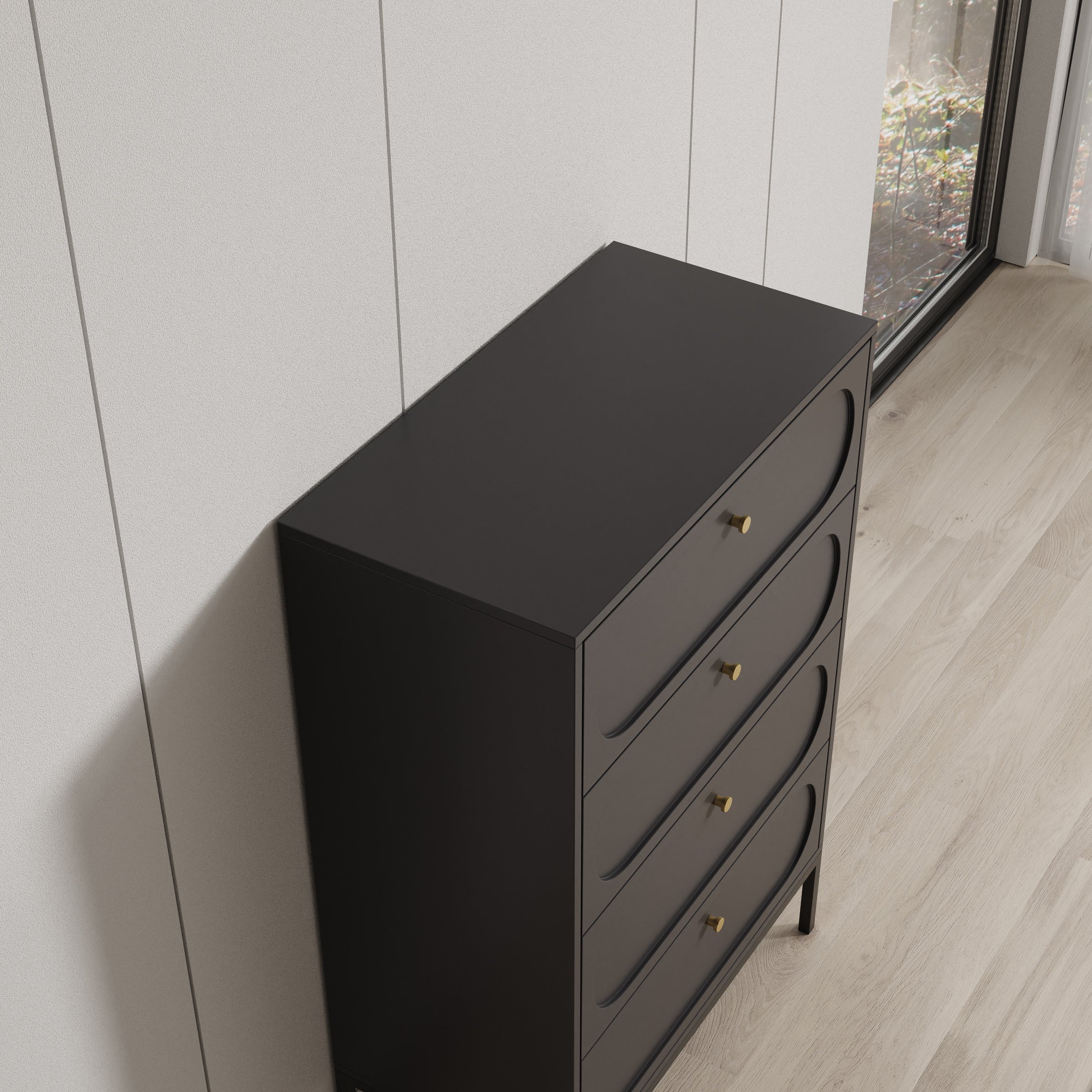 Montserrat - Ladekast met 4 lades - Zwart - 80x40x115 cm