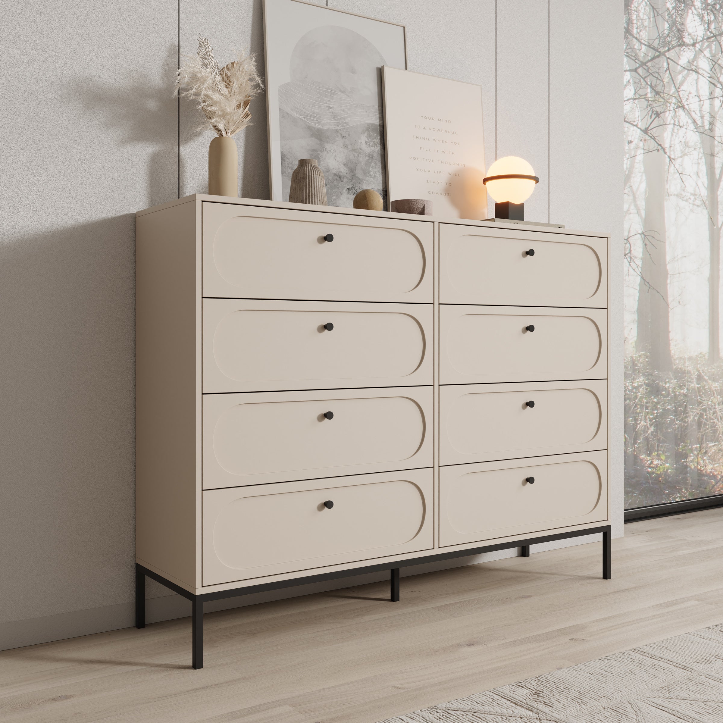 Montserrat - Ladekast met 8 lades - Beige - 150x40x115 cm