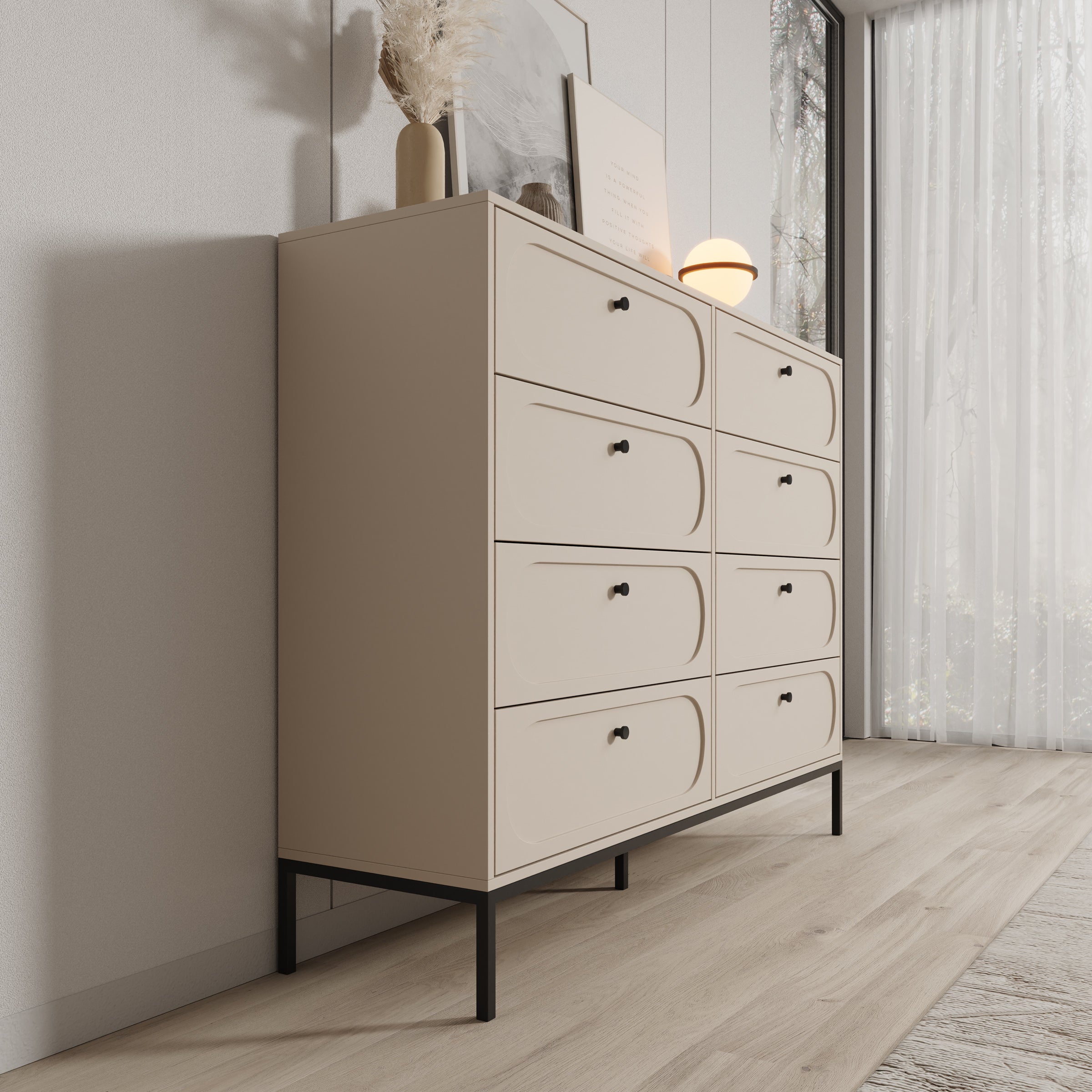 Montserrat - Ladekast met 8 lades - Beige - 150x40x115 cm