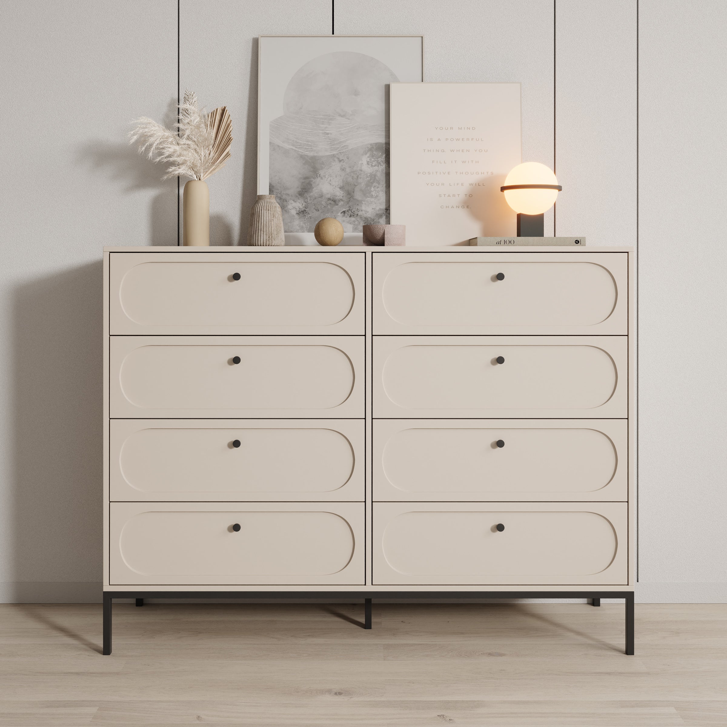 Montserrat - Ladekast met 8 lades - Beige - 150x40x115 cm