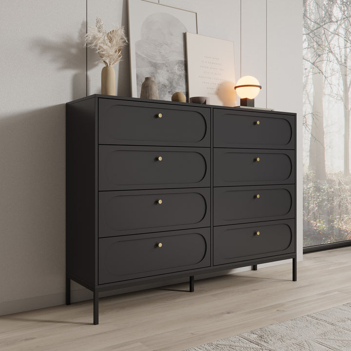 Montserrat - Ladekast met 8 lades - Zwart - 150x40x115 cm