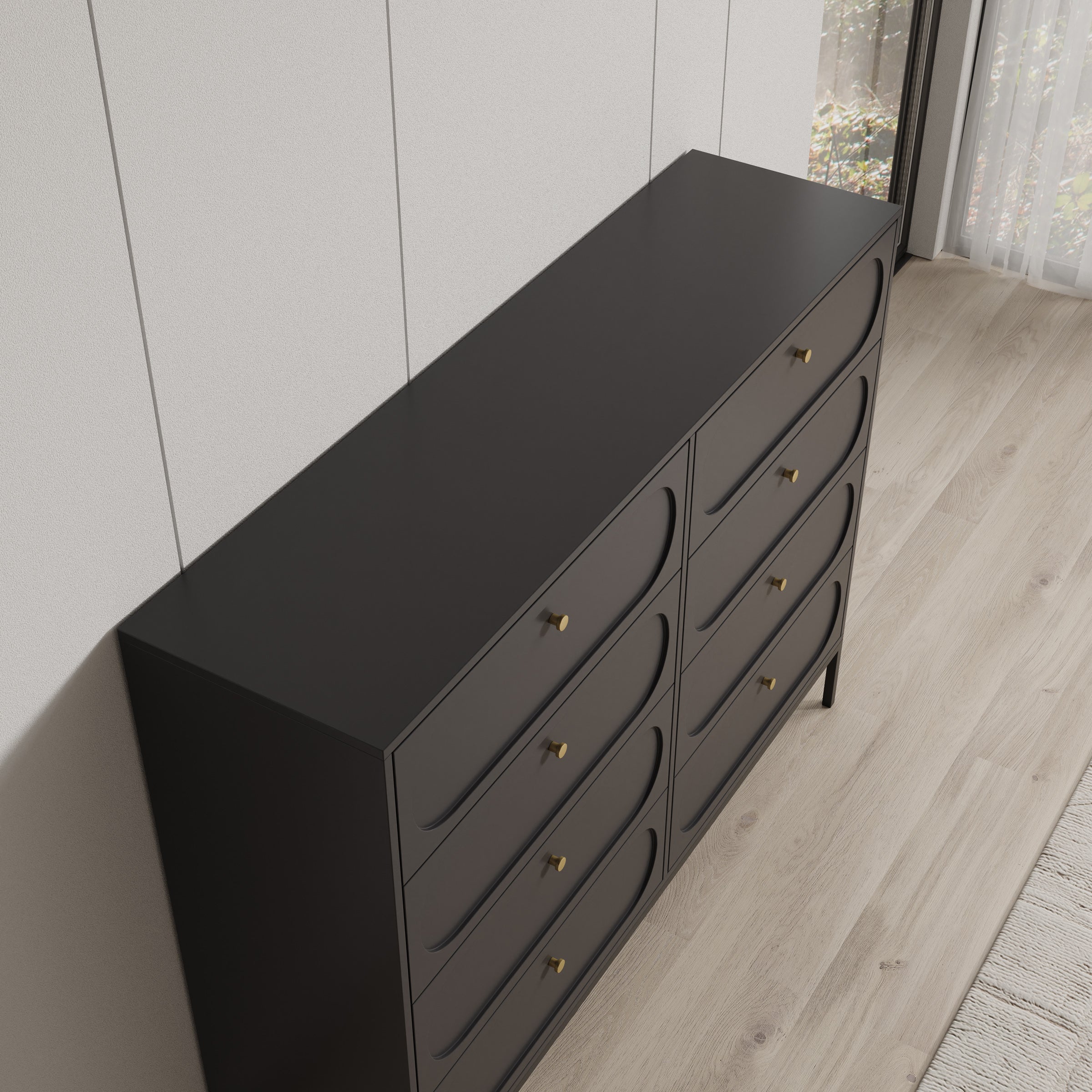 Montserrat - Ladekast met 8 lades - Zwart - 150x40x115 cm