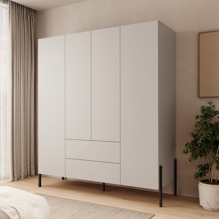 Monvero - Kledingkast 4-deurs - Beige - 184x60x210 cm