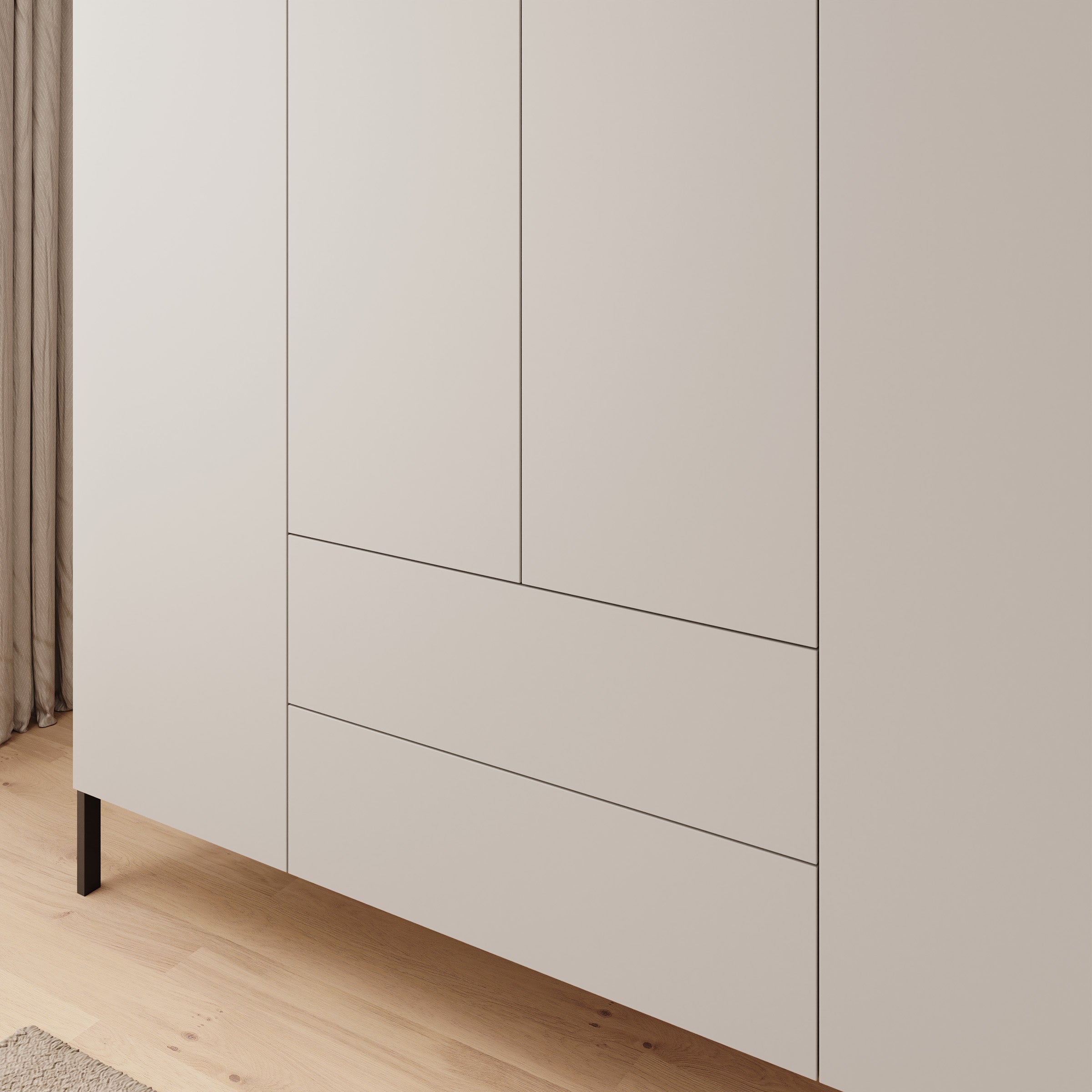Monvero - Kledingkast 4-deurs - Beige - 184x60x210 cm