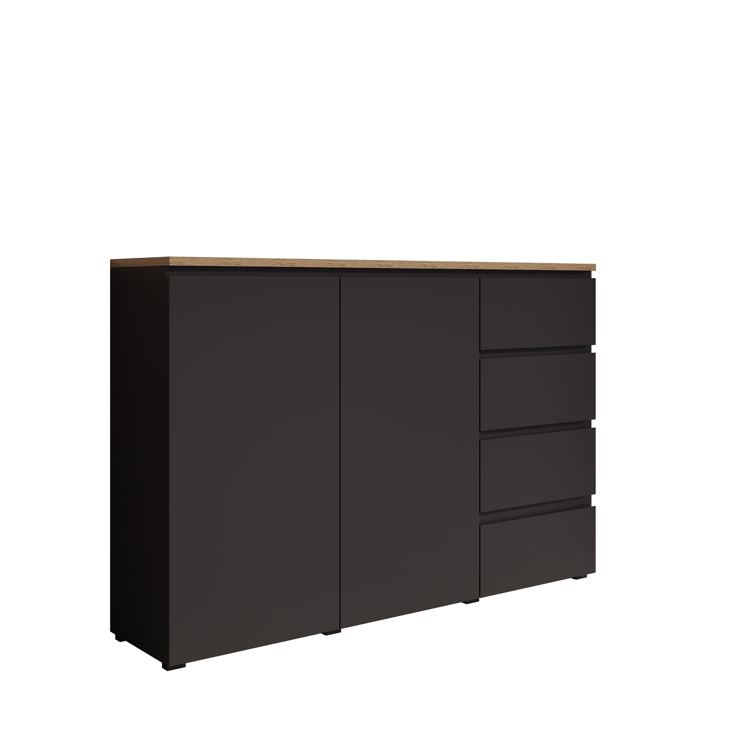 Moss - Dressoir - Zwart/Eikenpatroon - 150x35x100 cm