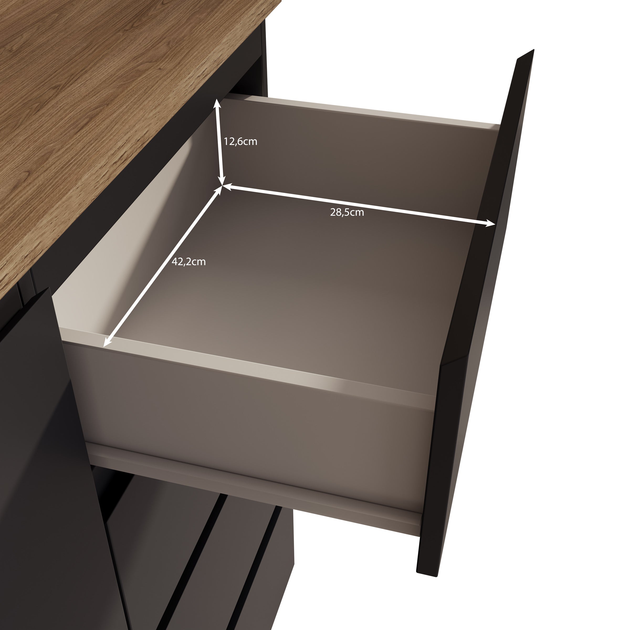 Moss - Dressoir - Zwart/Eikenpatroon - 150x35x100 cm