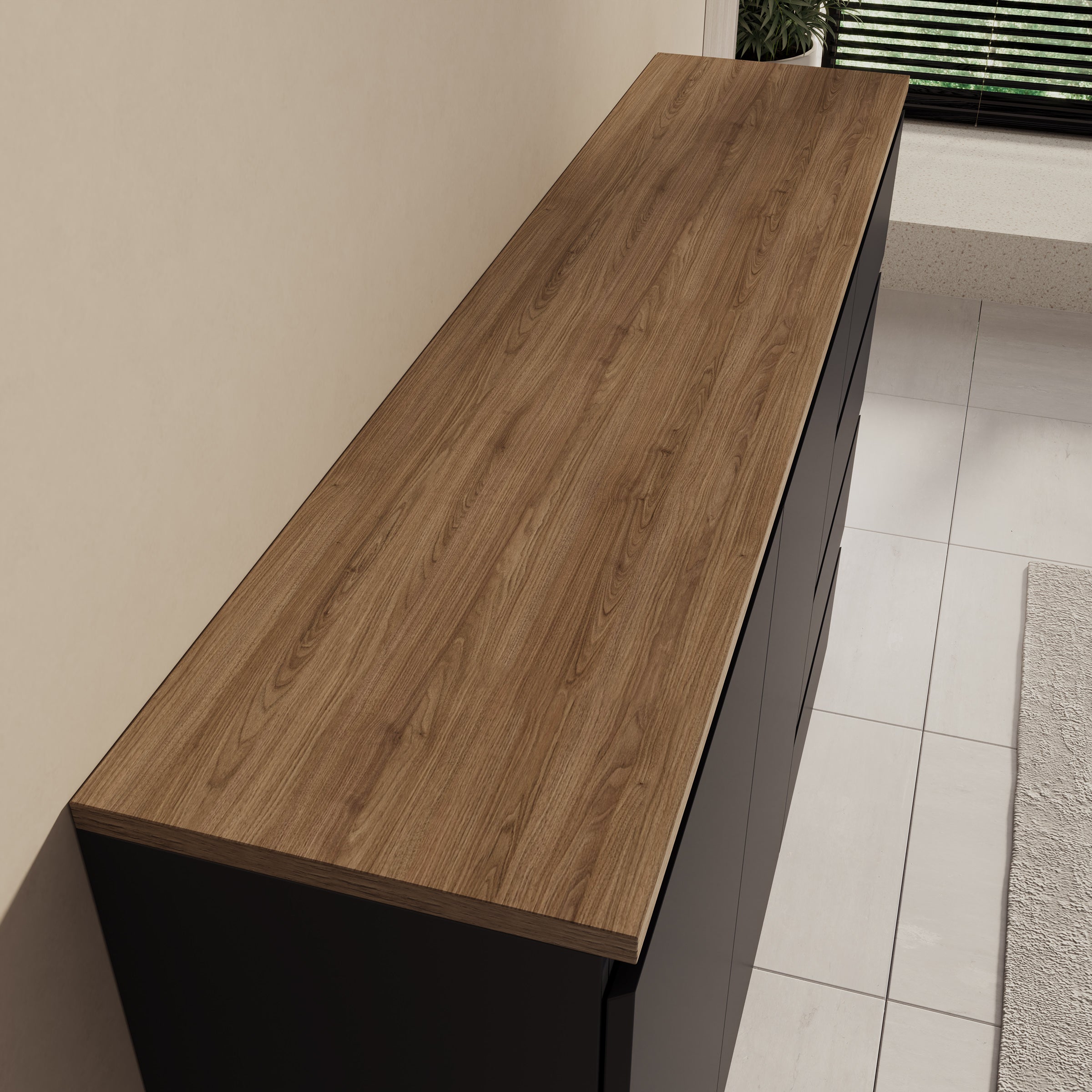 Moss - Dressoir - Zwart/Eikenpatroon - 150x35x100 cm
