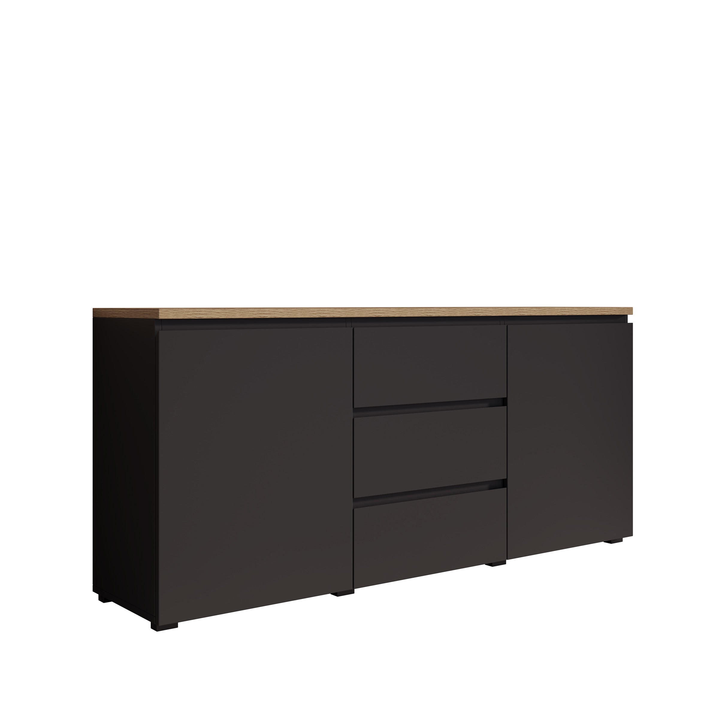 Moss - Dressoir - Zwart/Eikenpatroon - 150x35x68 cm