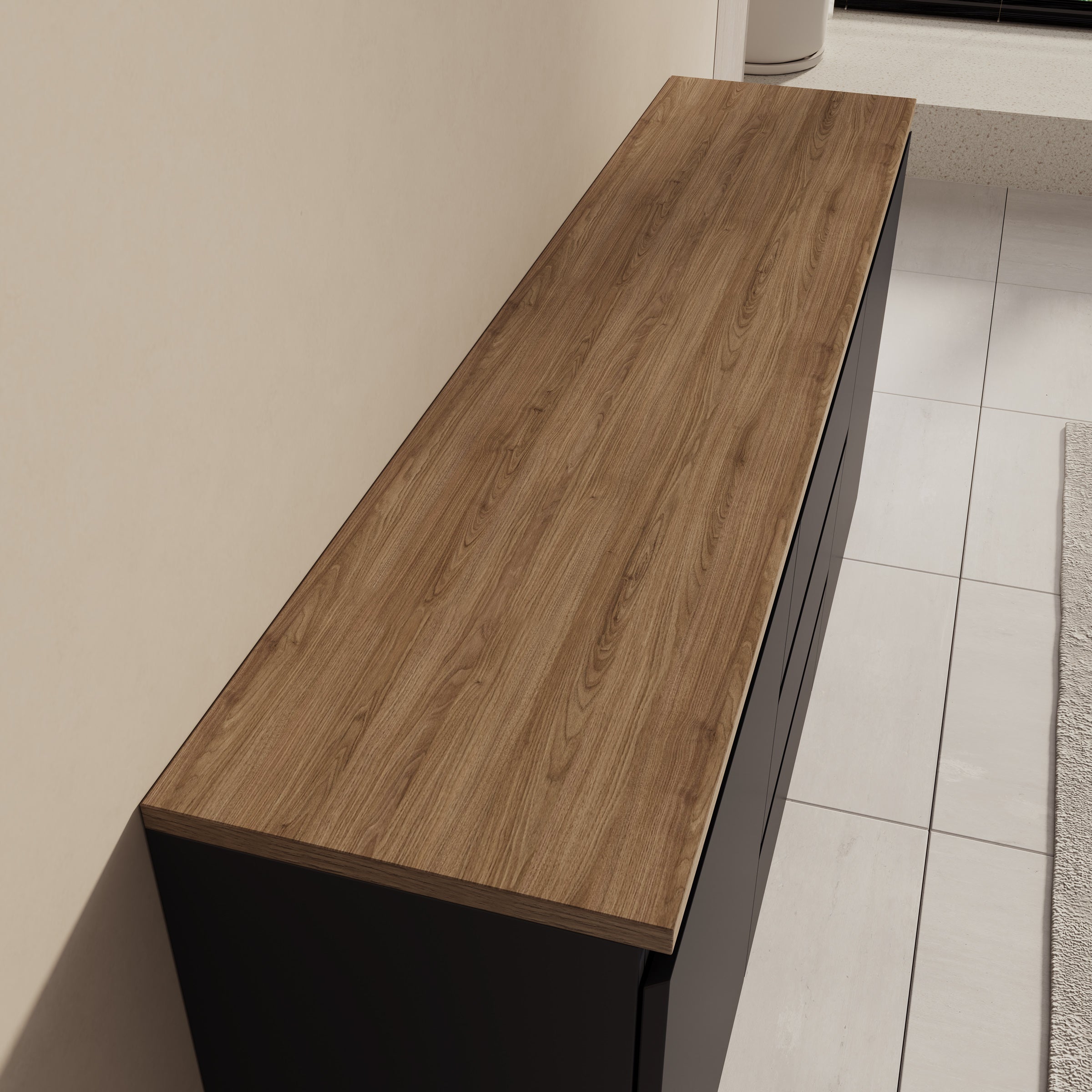 Moss - Dressoir - Zwart/Eikenpatroon - 150x35x68 cm