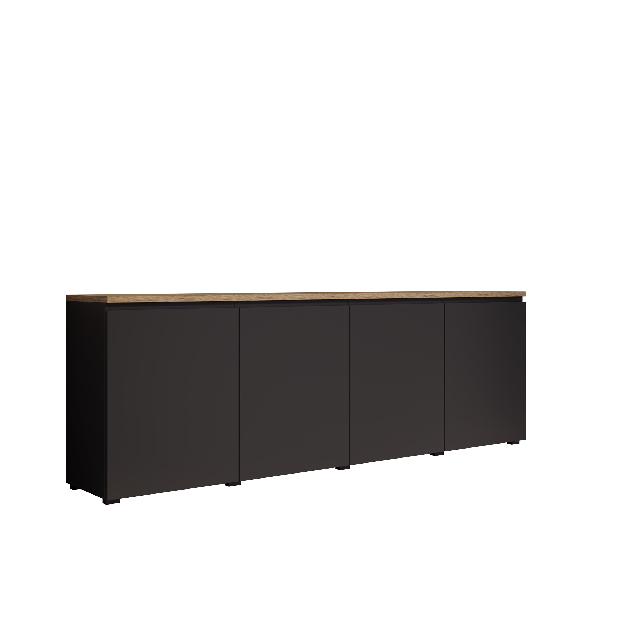 Moss - Dressoir - Zwart/Eikenpatroon - 200x35x68 cm