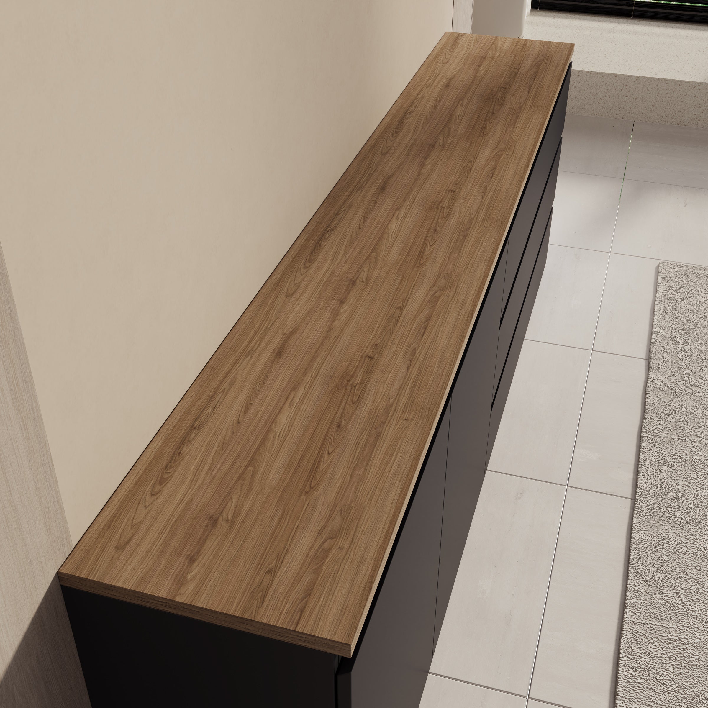Moss 2 - Dressoir - Zwart/Eikenpatroon - 200x35x68 cm