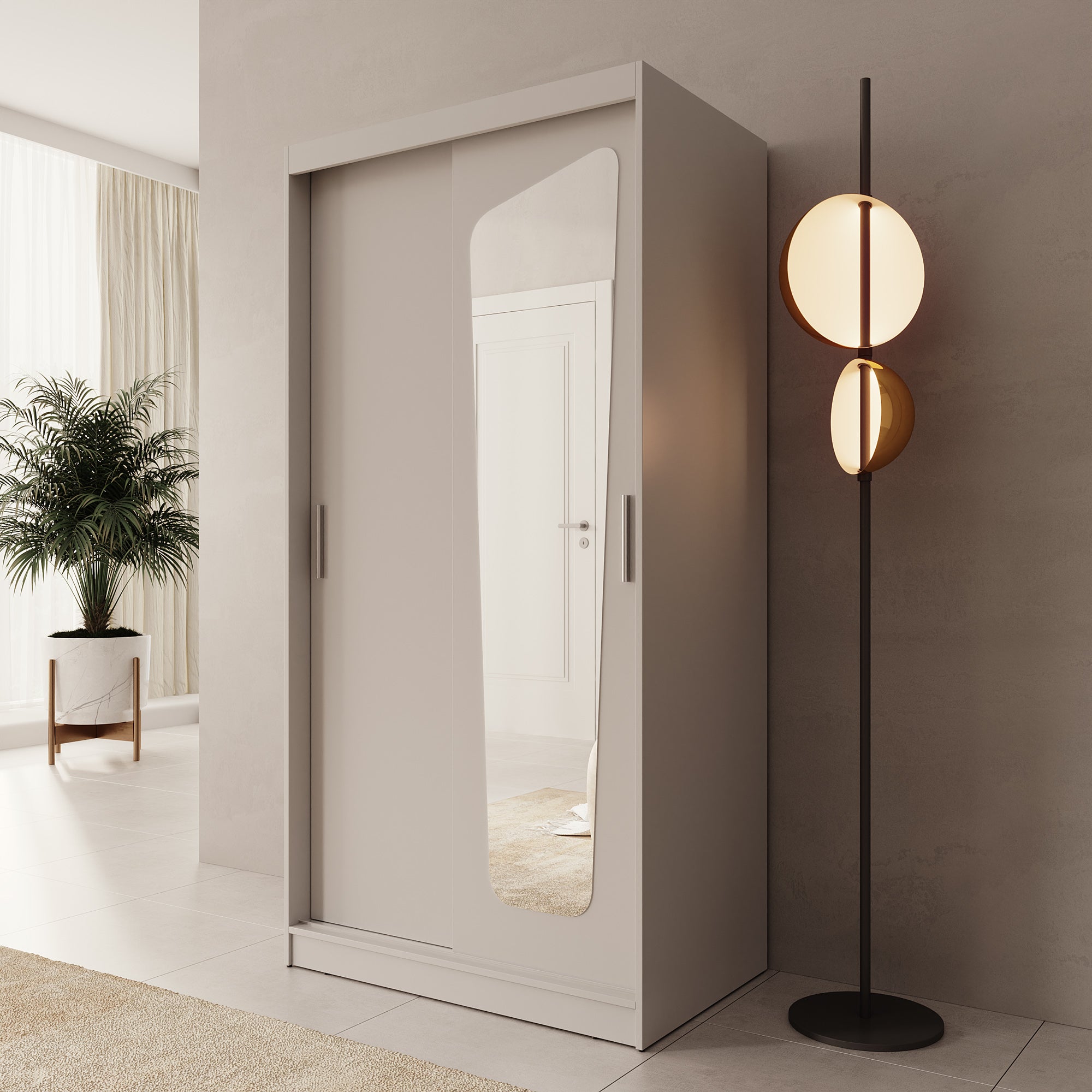 Moyo - Kledingkast met 2 schuifdeuren - Beige - 100x62x200 cm