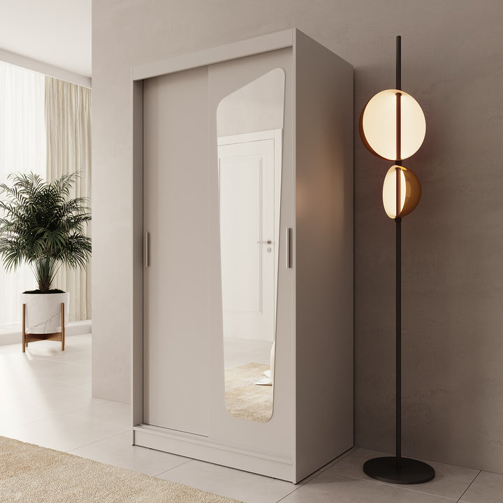 Moyo - Kledingkast met 2 schuifdeuren - Beige - 100x62x200 cm