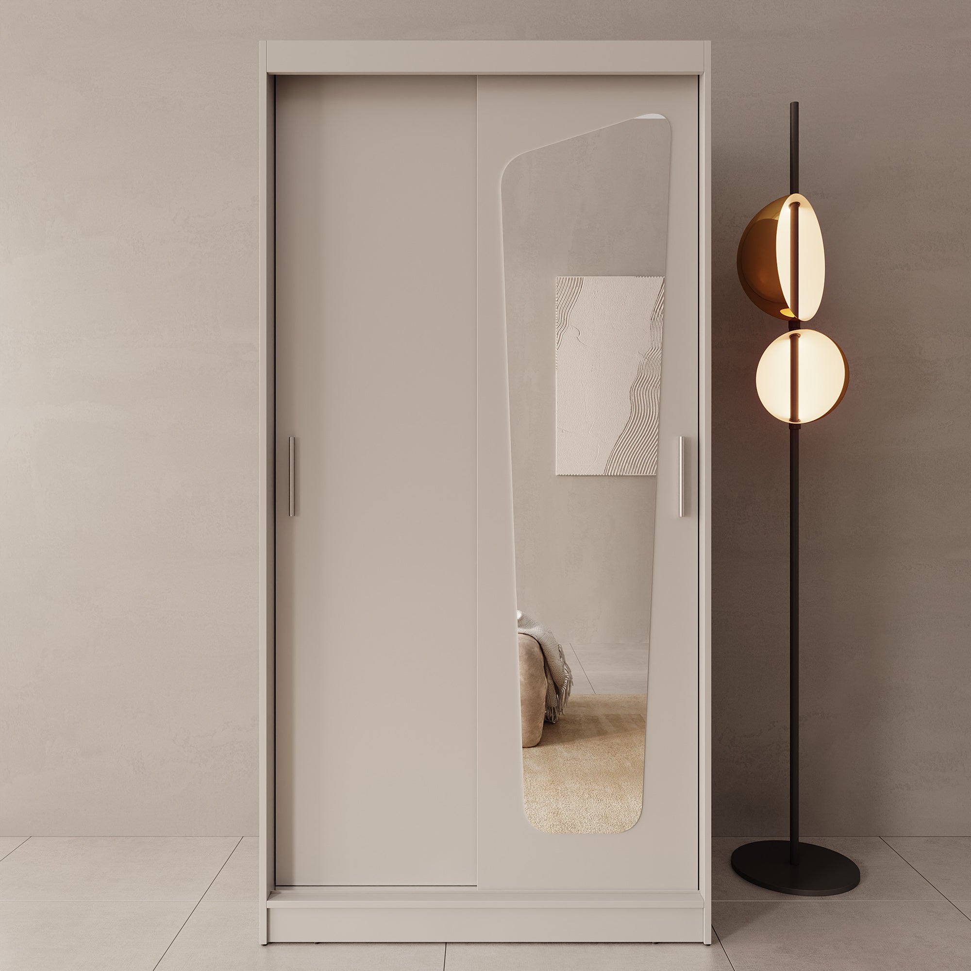 Moyo - Kledingkast met 2 schuifdeuren - Beige - 100x62x200 cm