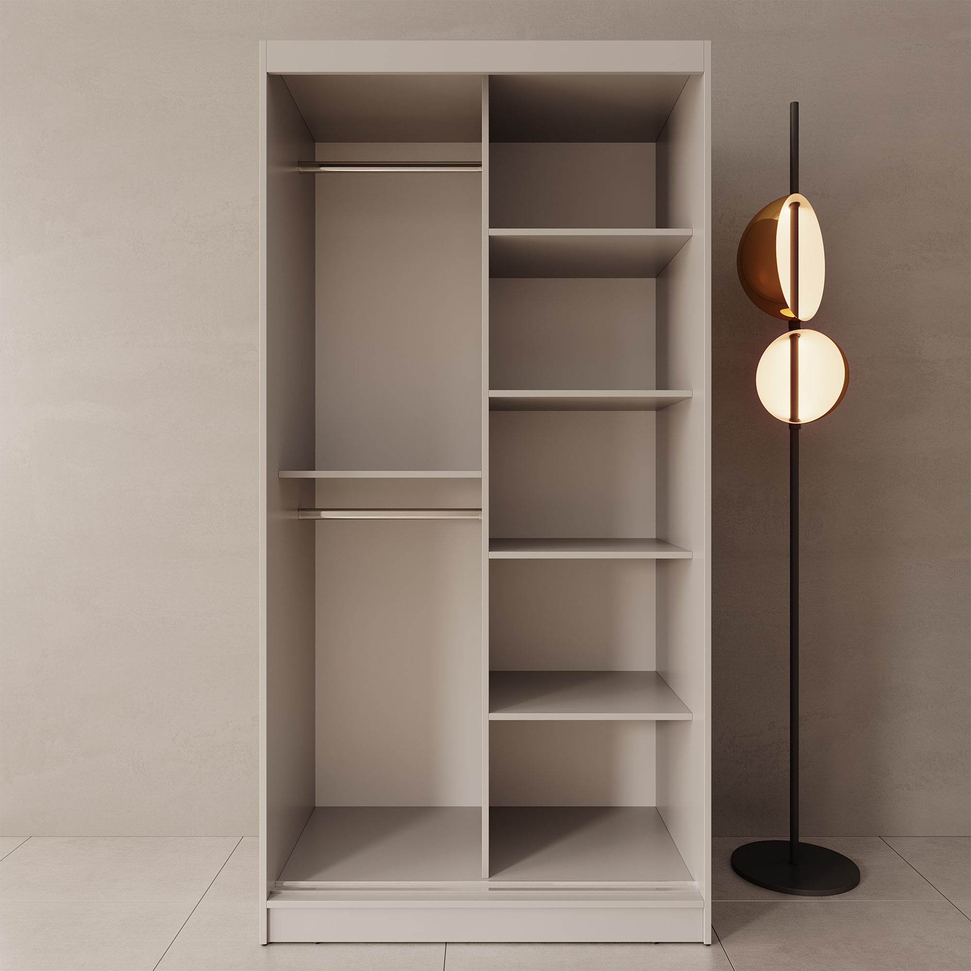Moyo - Kledingkast met 2 schuifdeuren - Beige - 100x62x200 cm